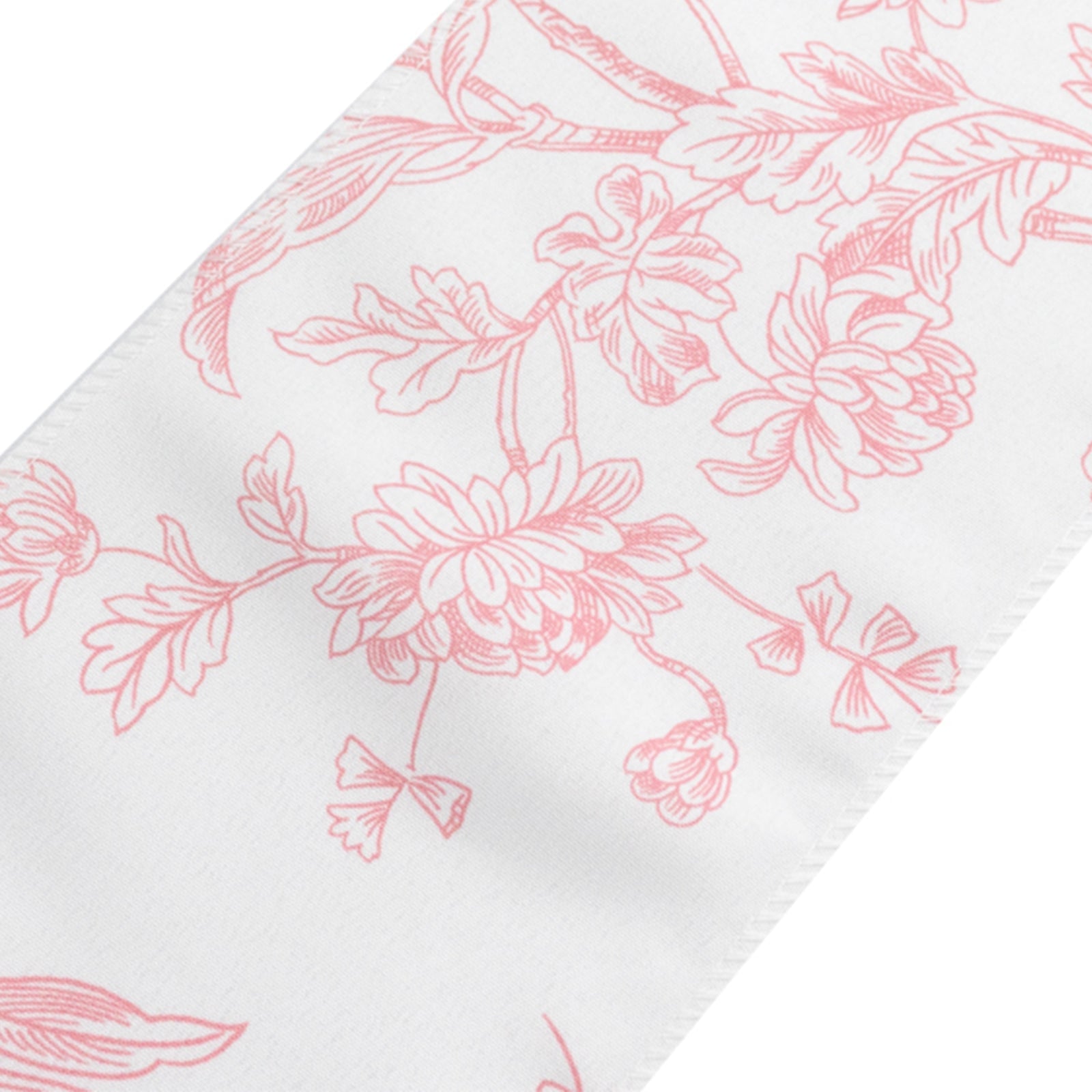 Hot Sale! Wrinkle-Resistant & Durable Polyester Chair Sashes in White/Pink French Toile Floral Design, 6x108