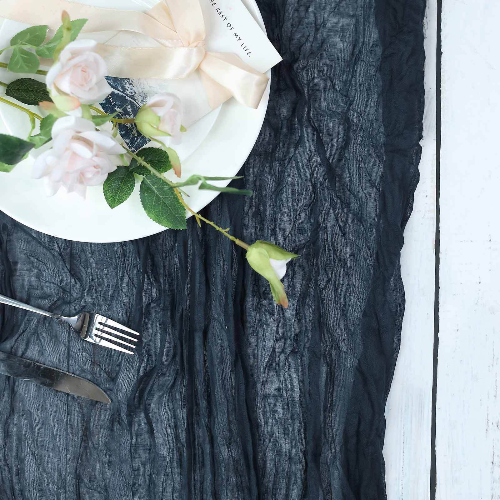 Navy Blue 10ft Gauze Cheesecloth Table Runner - Rustic Boho Charm