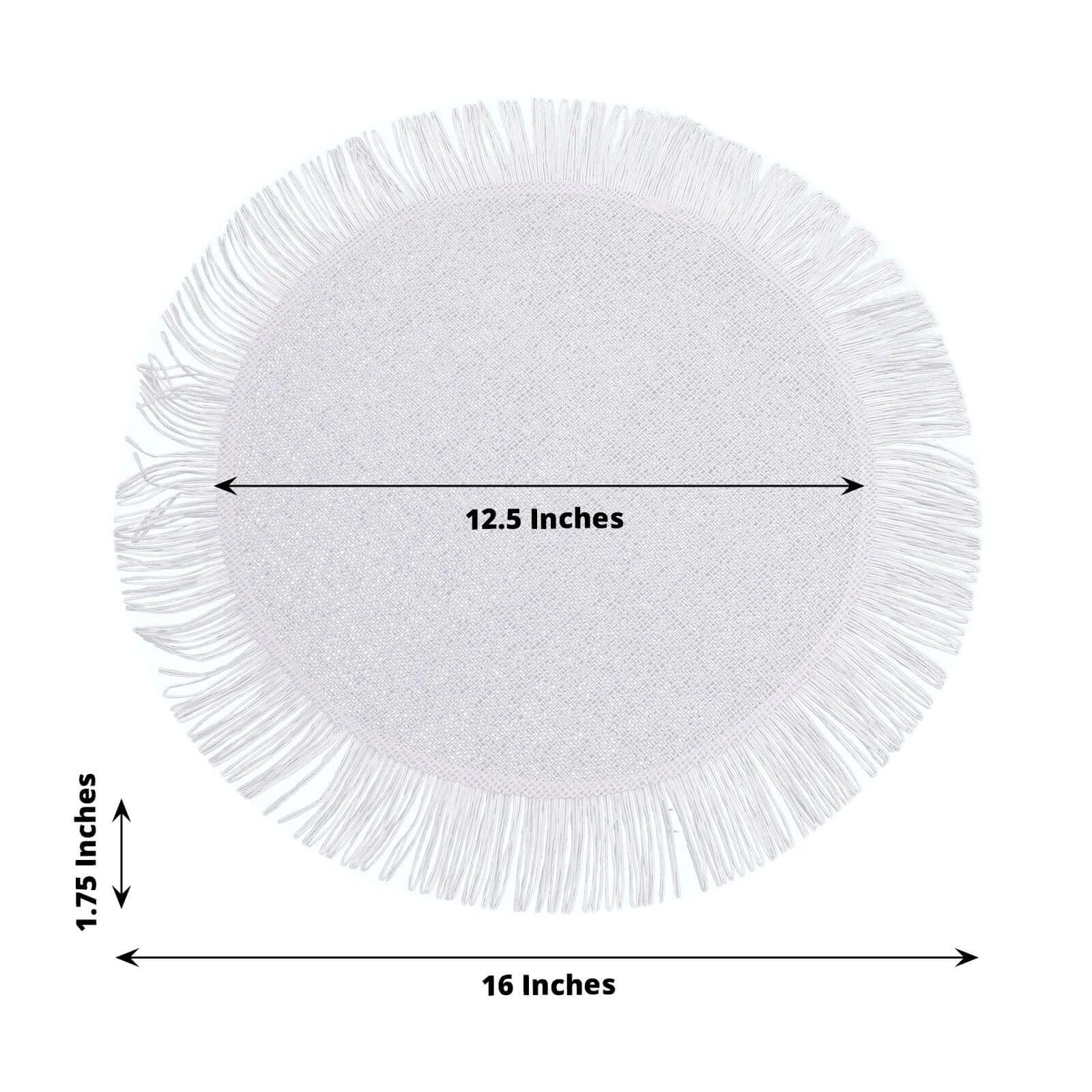 Hot Deal! 4-Pack White Jute Round Placemats with Fringe Edge - Rustic Boho Chic Table Decor