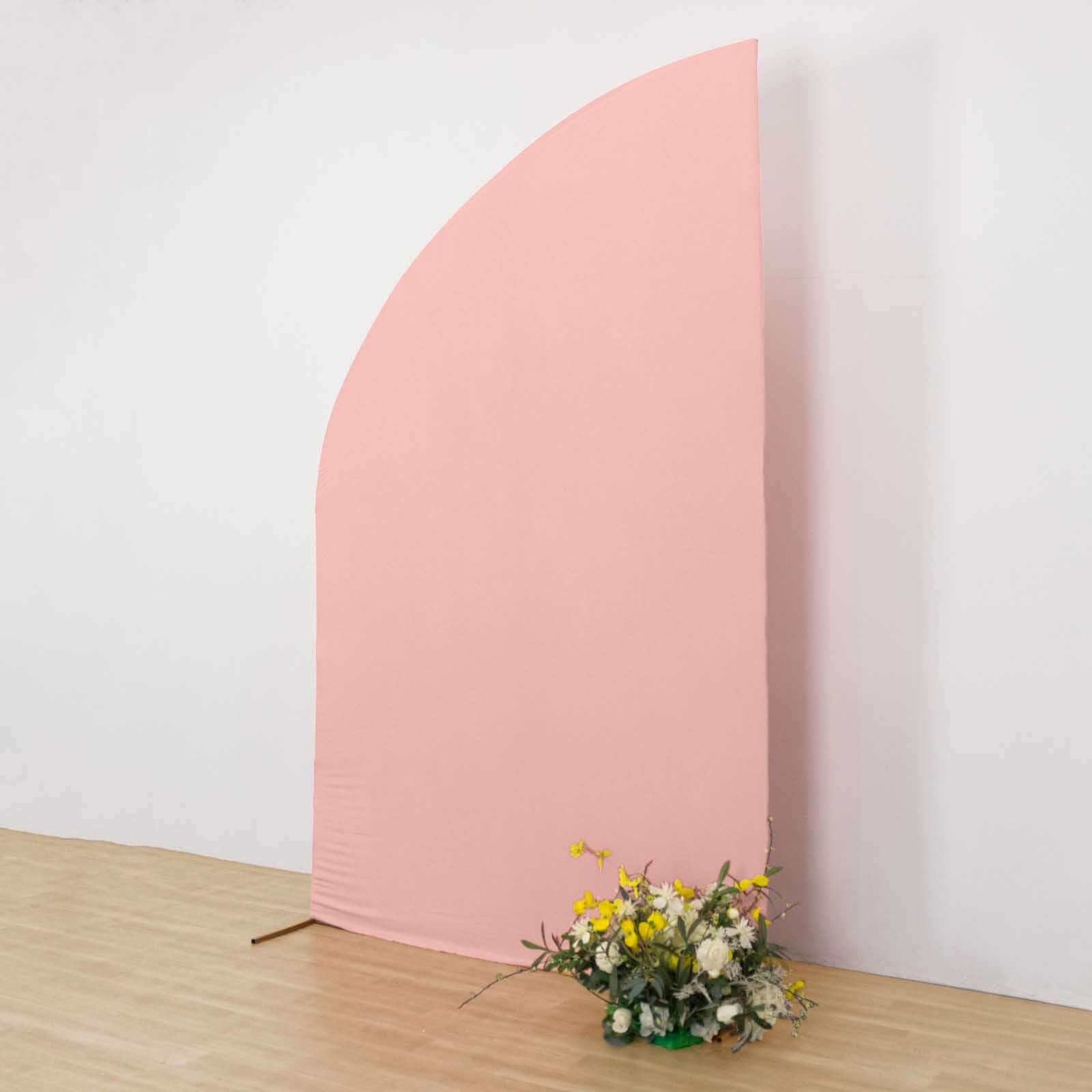 Hot Sale! 8ft Dusty Rose Spandex Fitted Cover for Half - Moon Wedding Backdrop Stand