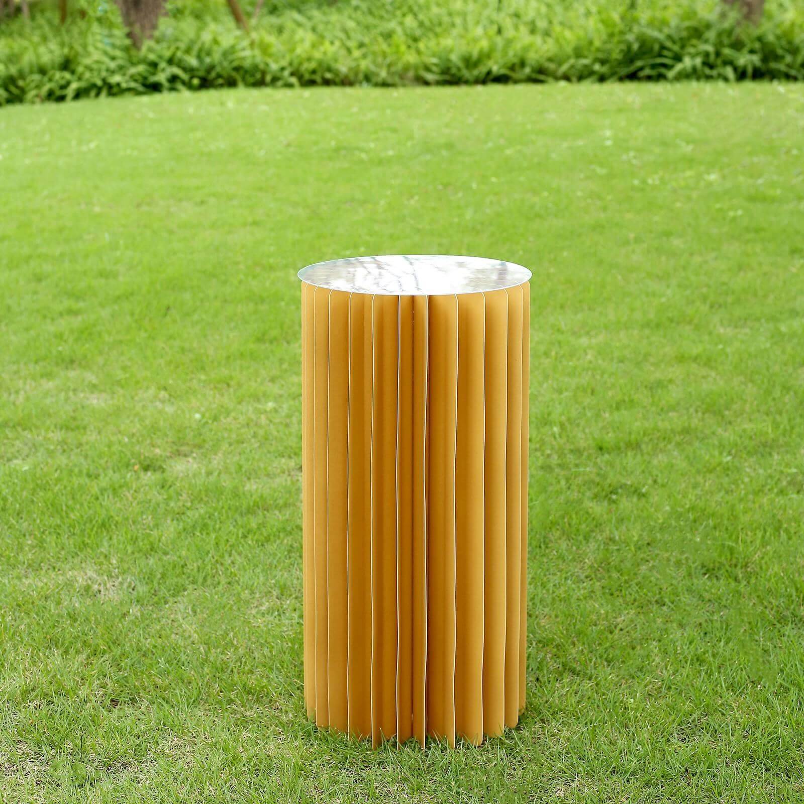 Hot! 24 - inch Gold Accordion Cylinder Display Stand with PVC Top Plate