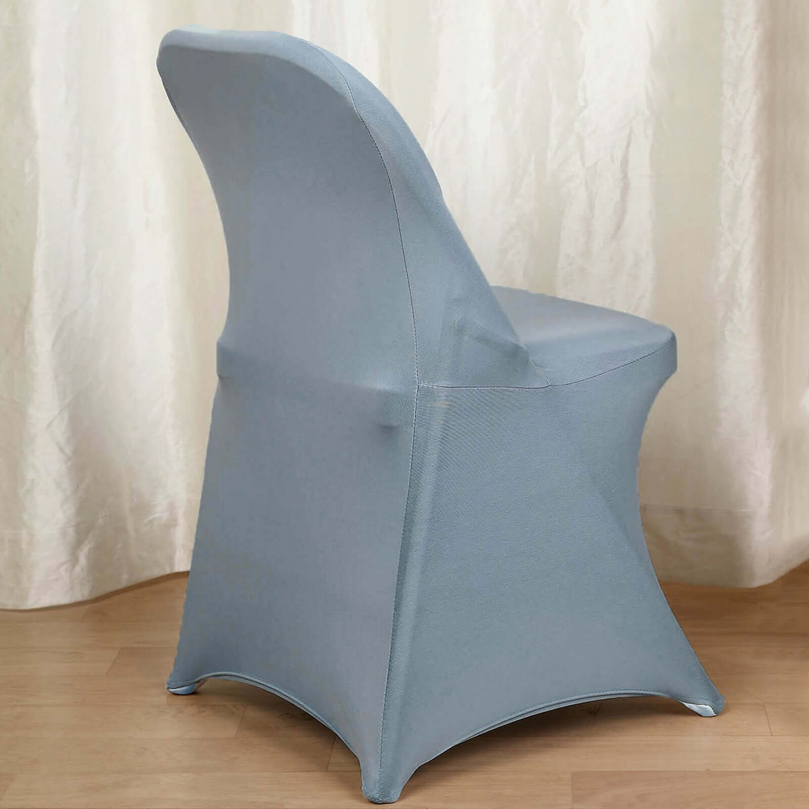 Reusable Dusty Blue Stretch Spandex Chair Cover for Folding Chairs - 160GSM Wrinkle-Resistant Slipcover