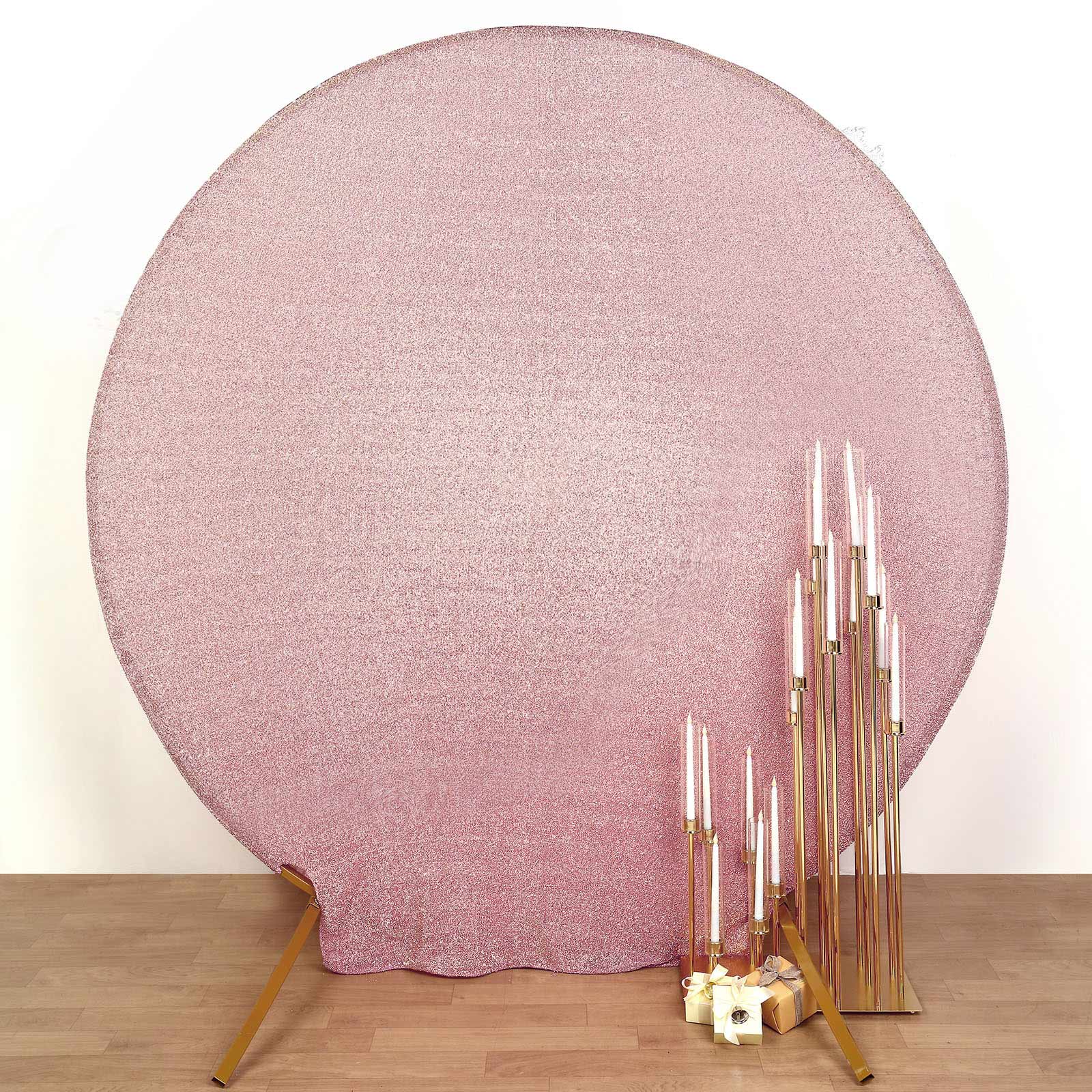7.5ft Double-Sided Rose Gold Metallic Shimmer Tinsel Spandex Wedding Arch Cover