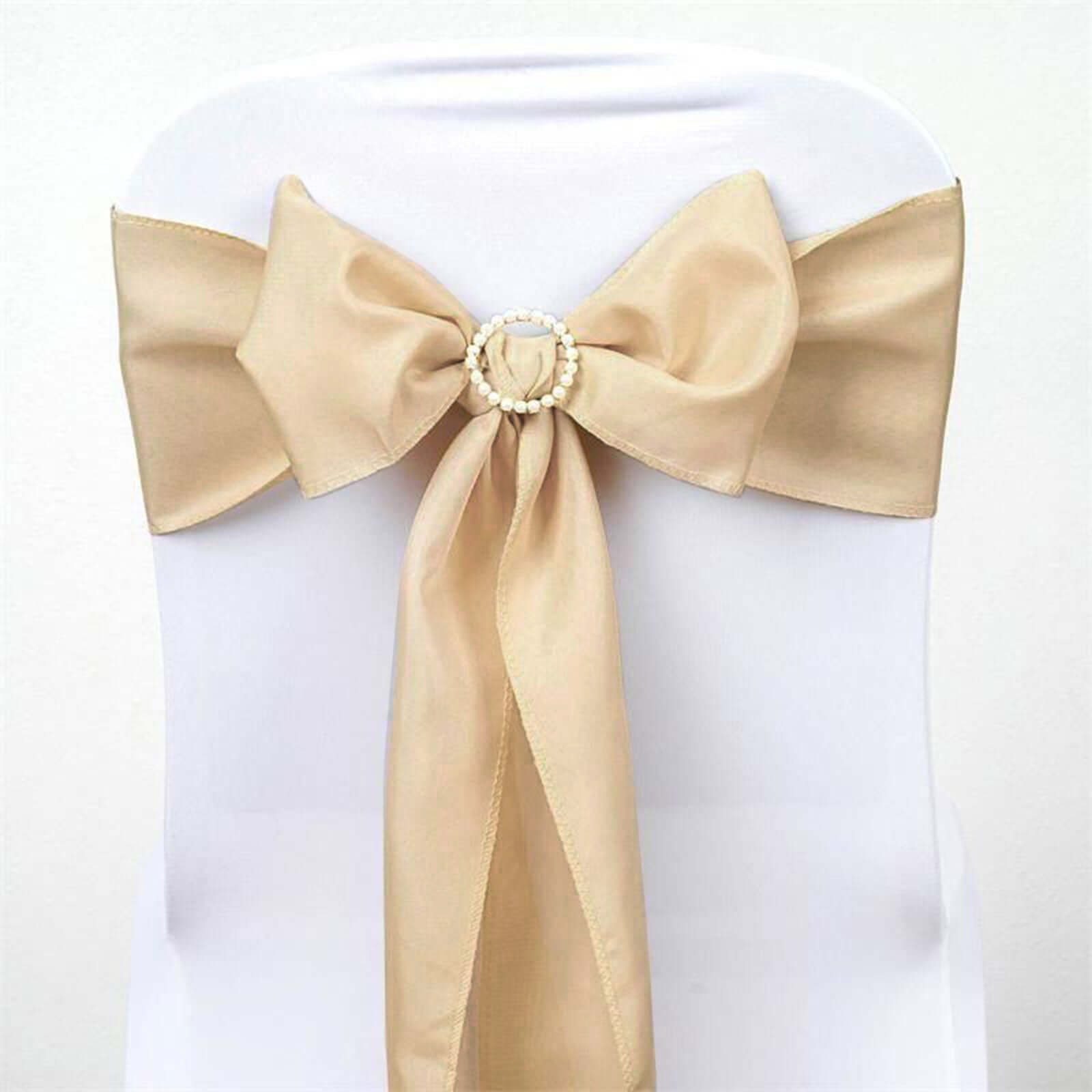 Hot Deal! Set of 5 Polyester Chair Sashes in Champagne Color, 6x108 Inches
