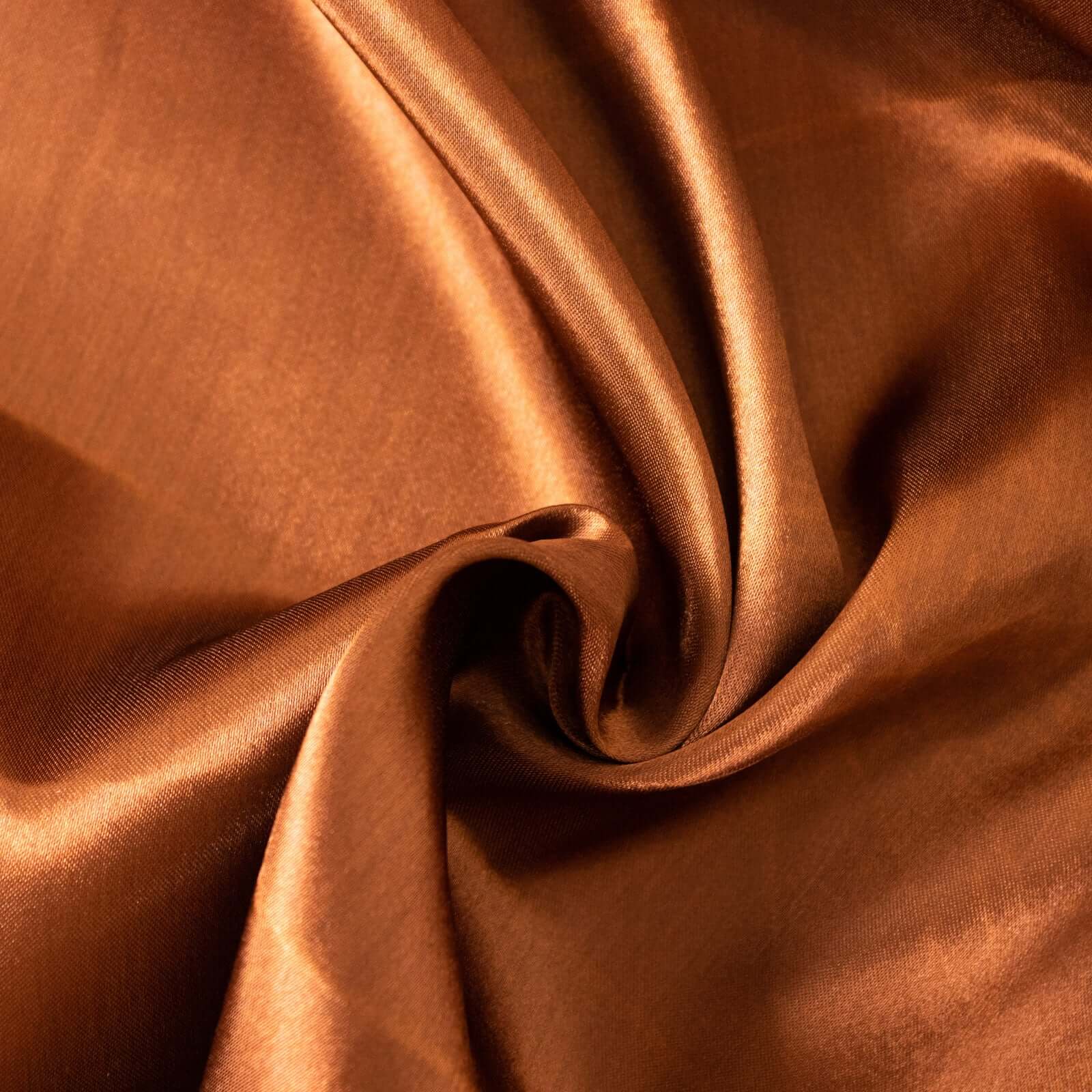 Stylish Satin 120-Inch Round Tablecloth in Cinnamon Brown - Seamless Table Cover for Special Occasions