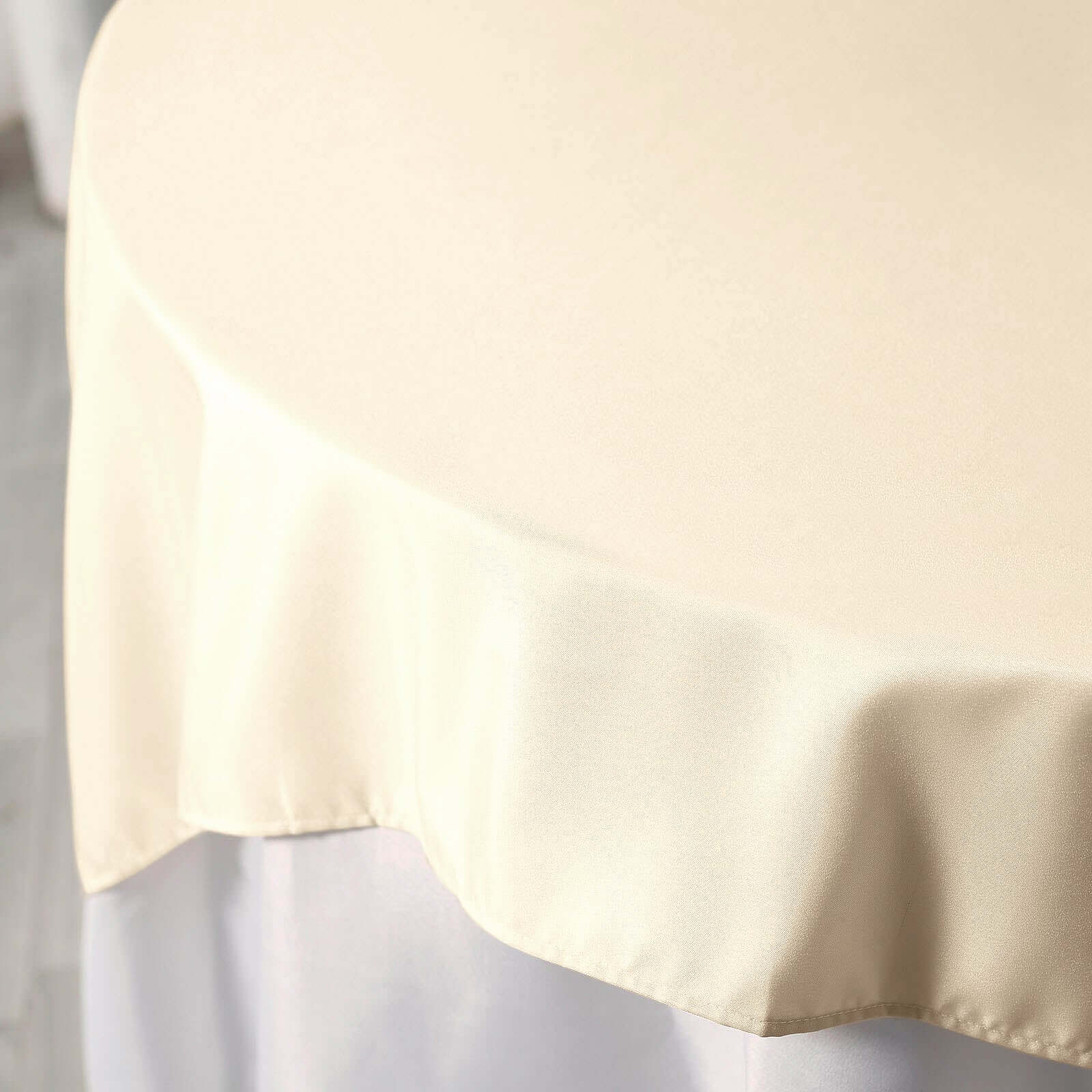 Beige 70x70 Polyester Square Tablecloth - Wrinkle-Resistant & Durable