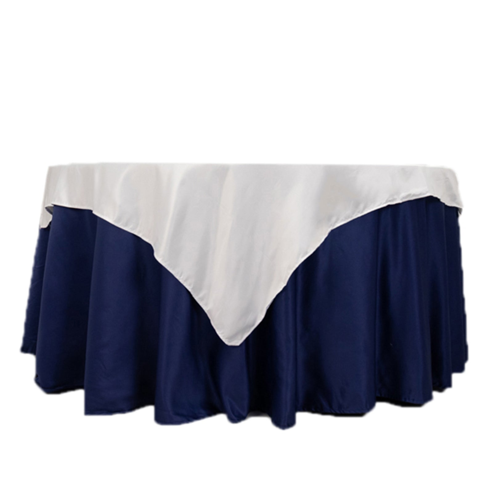 Premium White Lamour Satin 54x54 Square Table Overlay - Ideal for Weddings & Parties