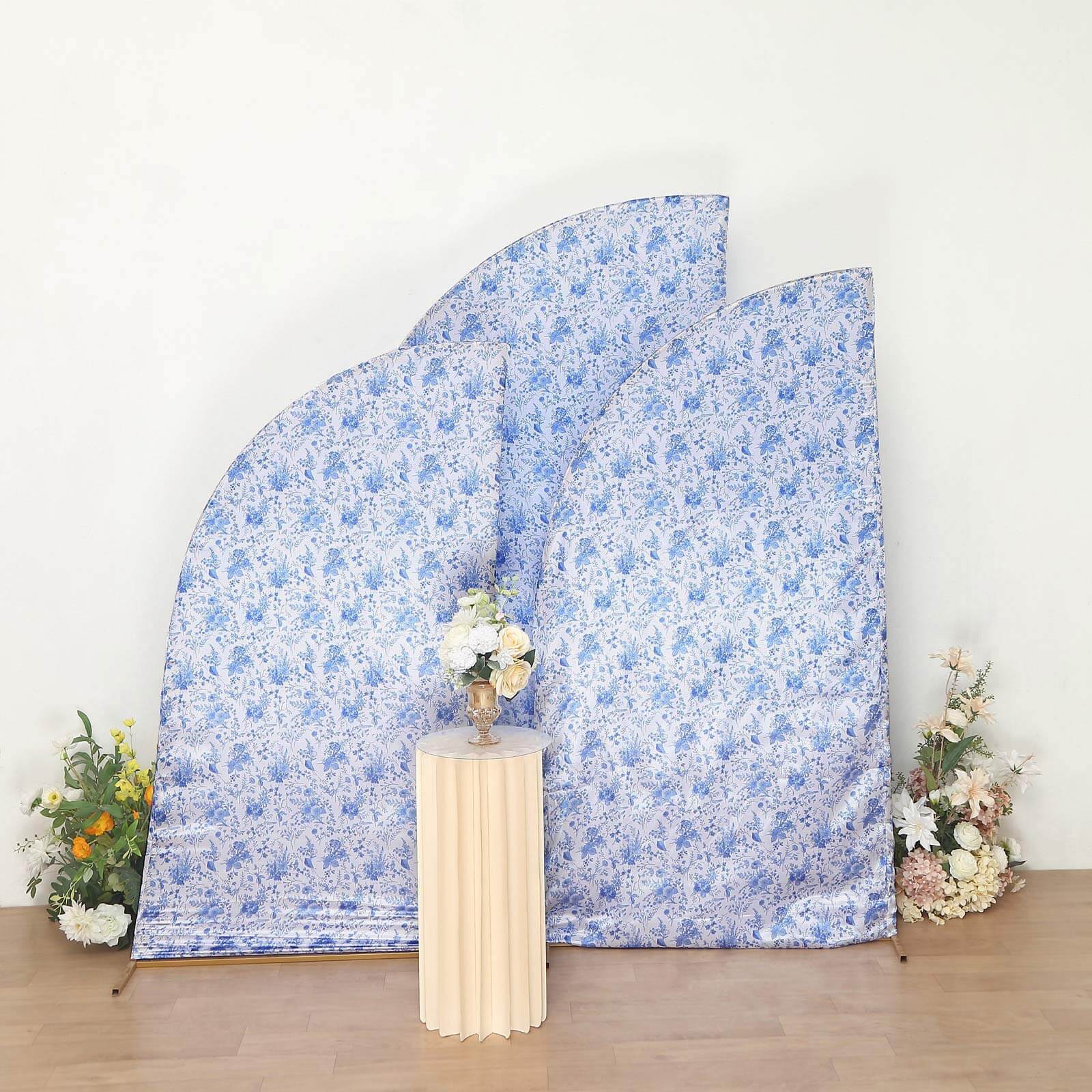 Hot Deal! Set of 3 Satin Wedding Arch Covers in French Toile Floral (5ft, 6ft, 7ft)