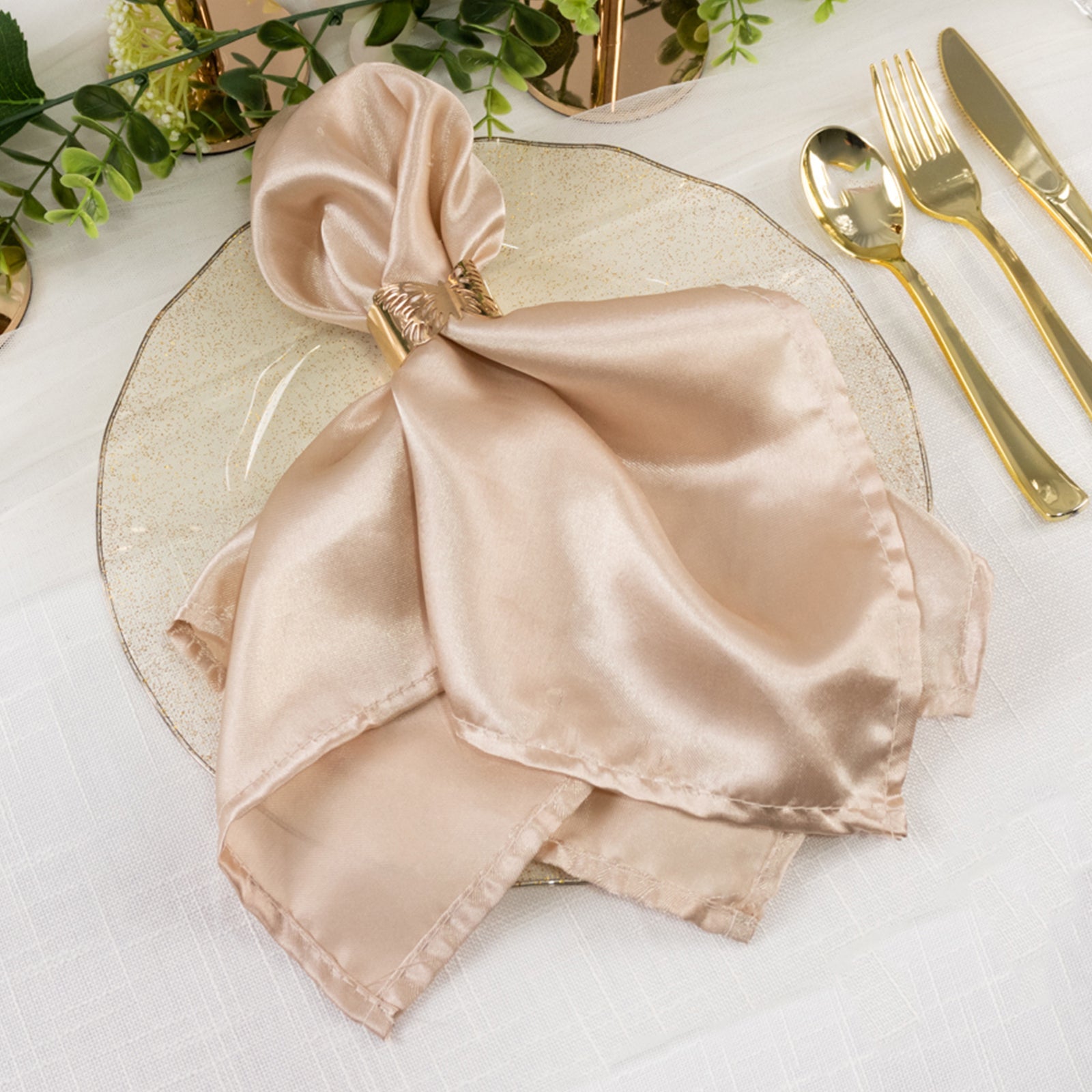 Get 10-Pack of Sturdy Disposable Gold Glitter Round Plastic Dinner Plates with Ruffled Rim