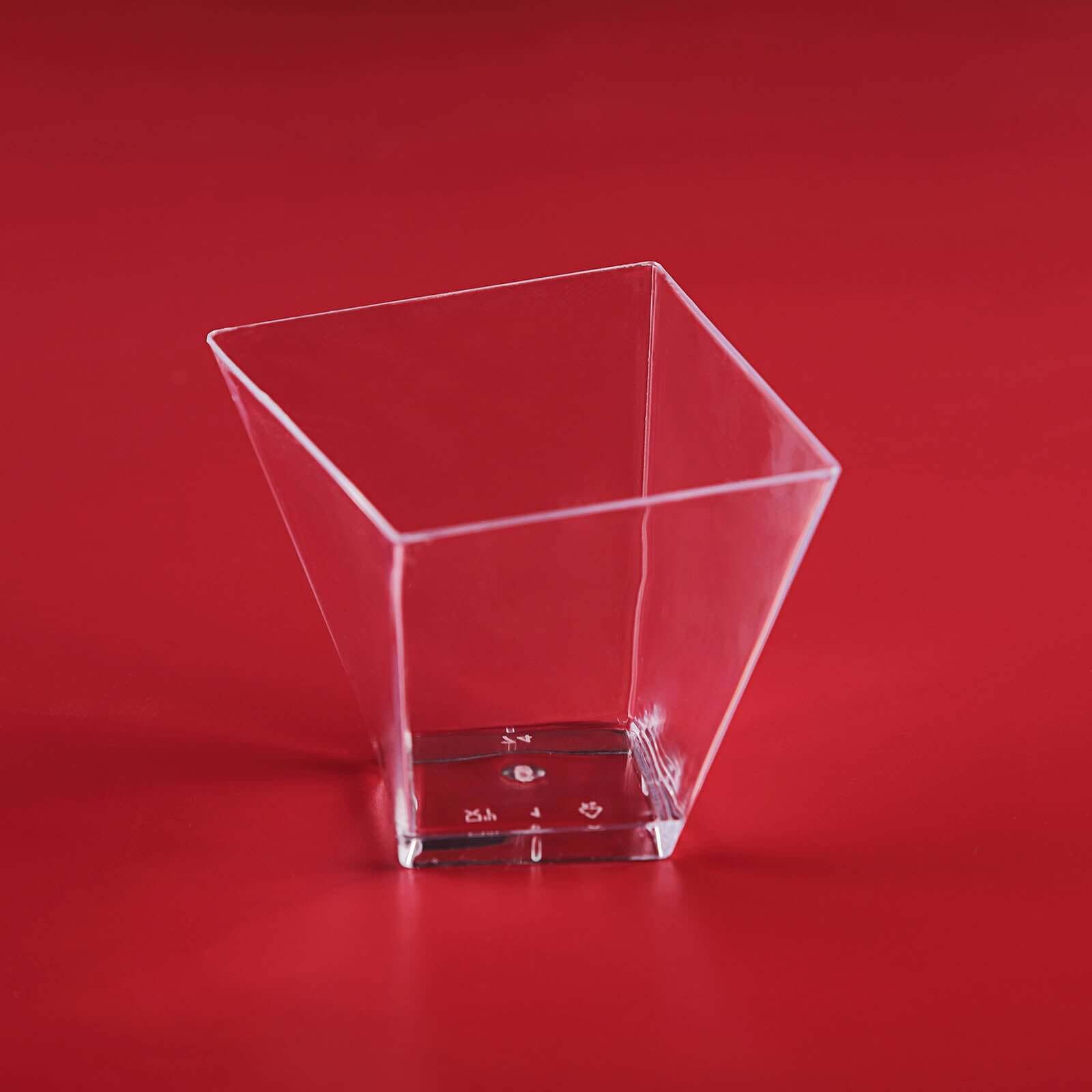 50-Pack 2oz Durable Disposable Clear Square Twist Plastic Dessert Cups for Parties
