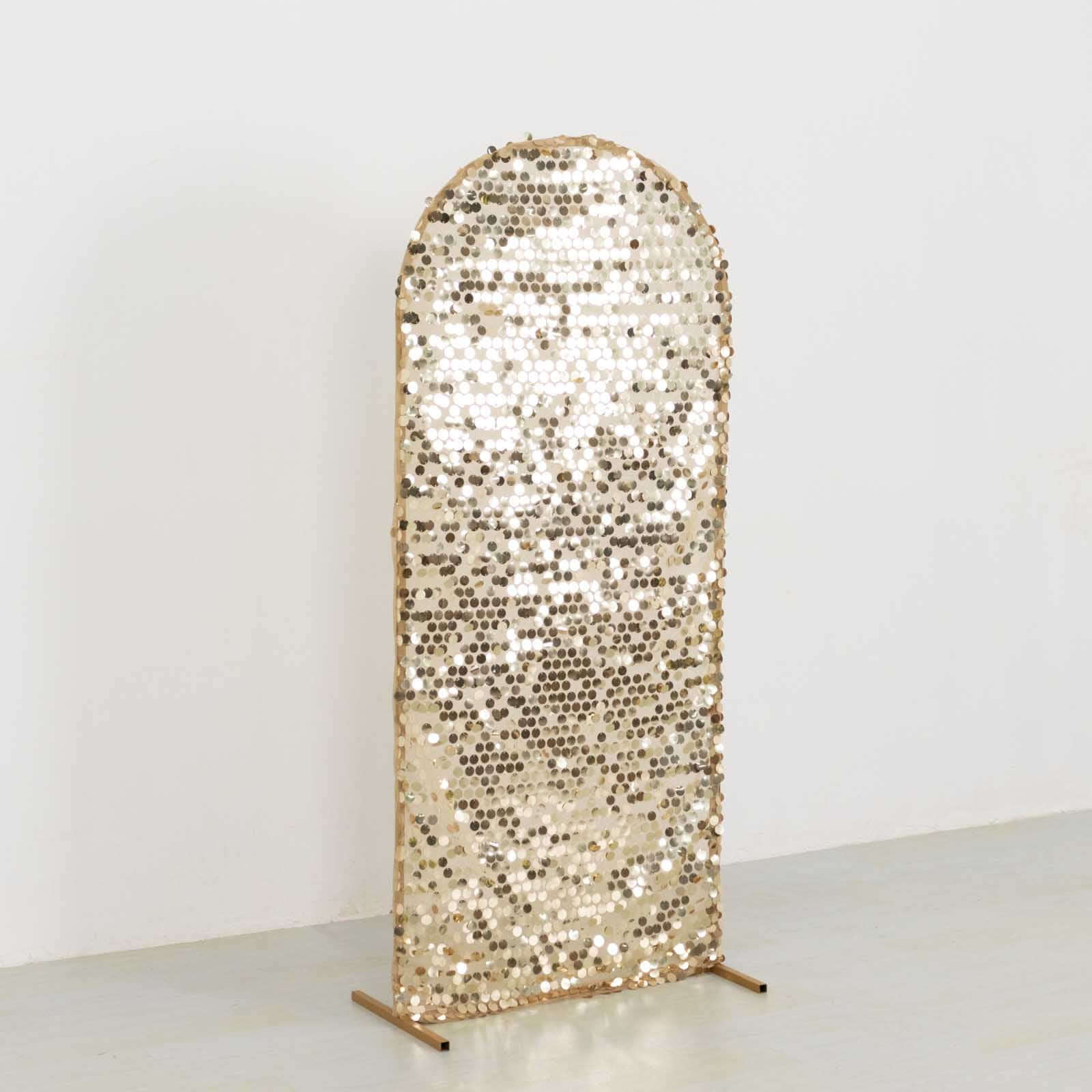 5ft Sparkly Champagne Sequin Fitted Cover for Round Top Wedding Arch - Ideal Decoration