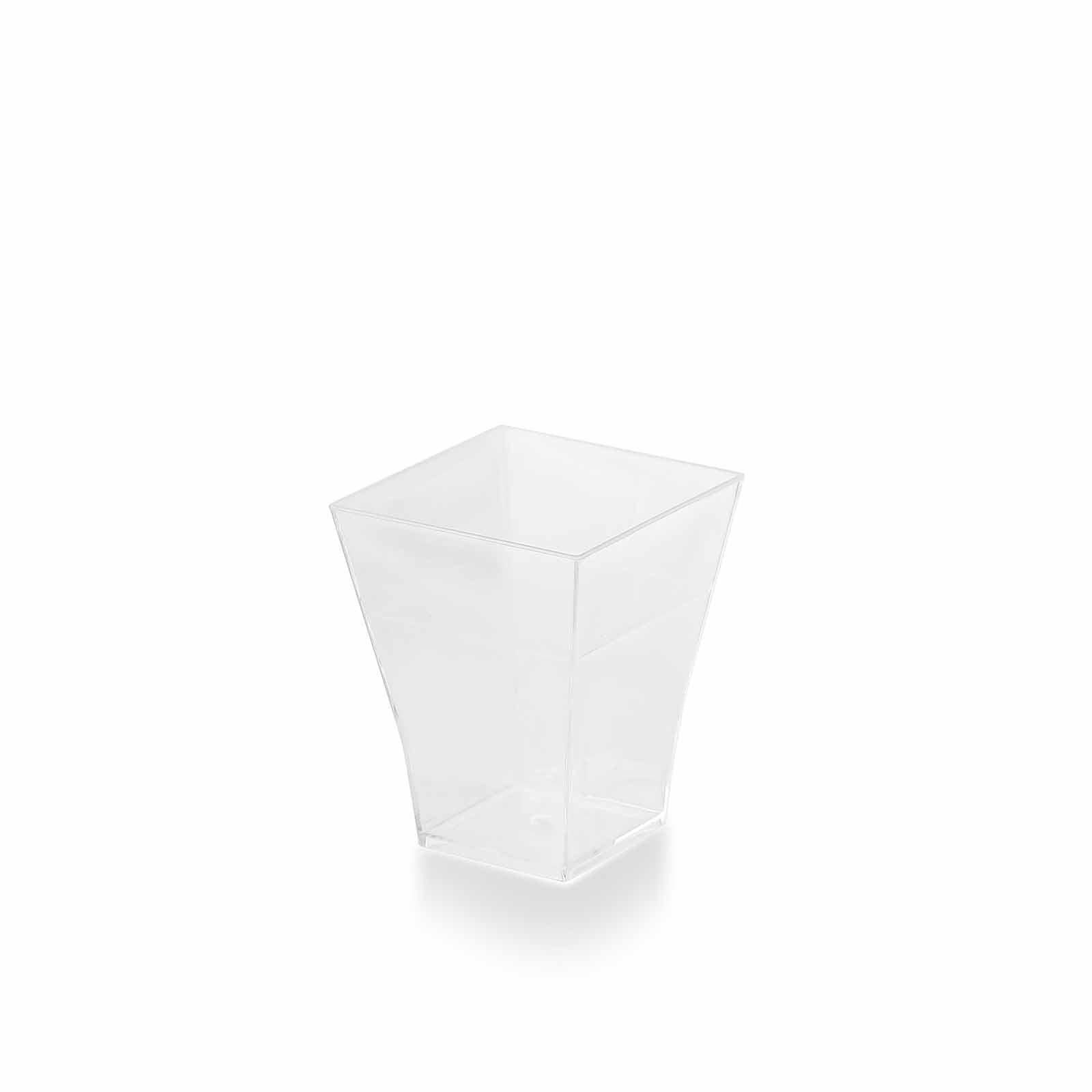 24-Piece Set of Clear Plastic Square Shot Glasses - 2oz Durable Disposable Drinks Glasses