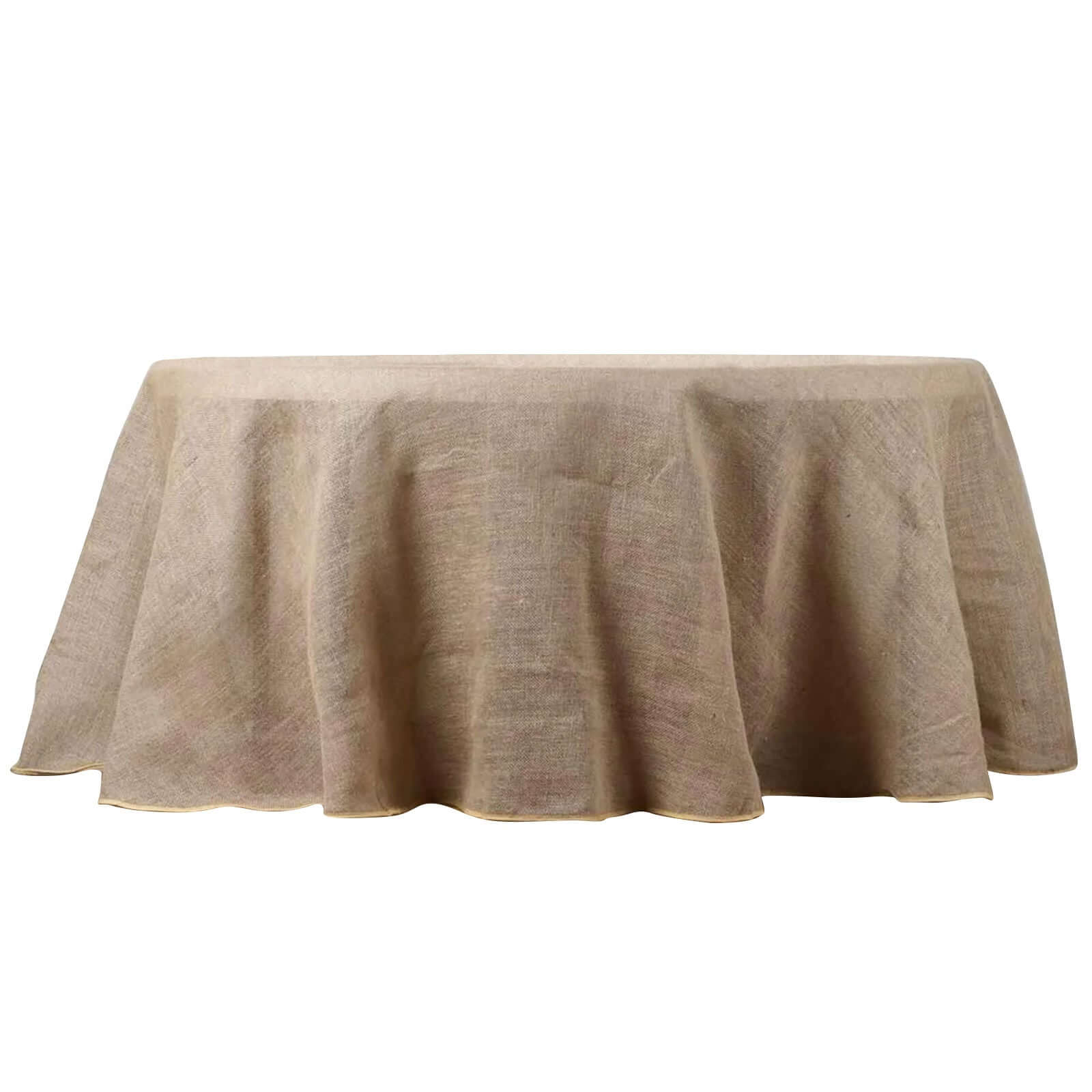 120-Inch Natural Burlap Jute Round Tablecloth for Rustic Boho Chic Decor