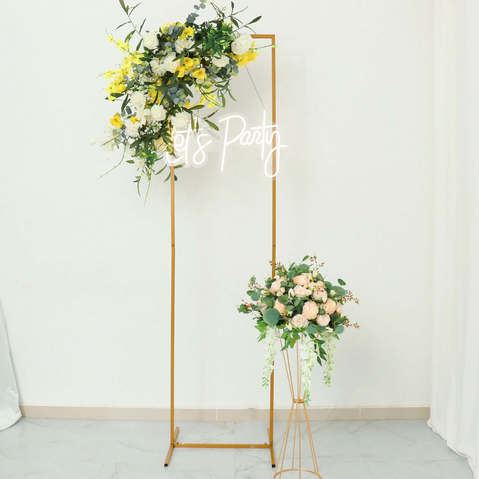 Hot Sale! 6.5ft Slim Gold Metal Rectangular Wedding Arch Backdrop Stand