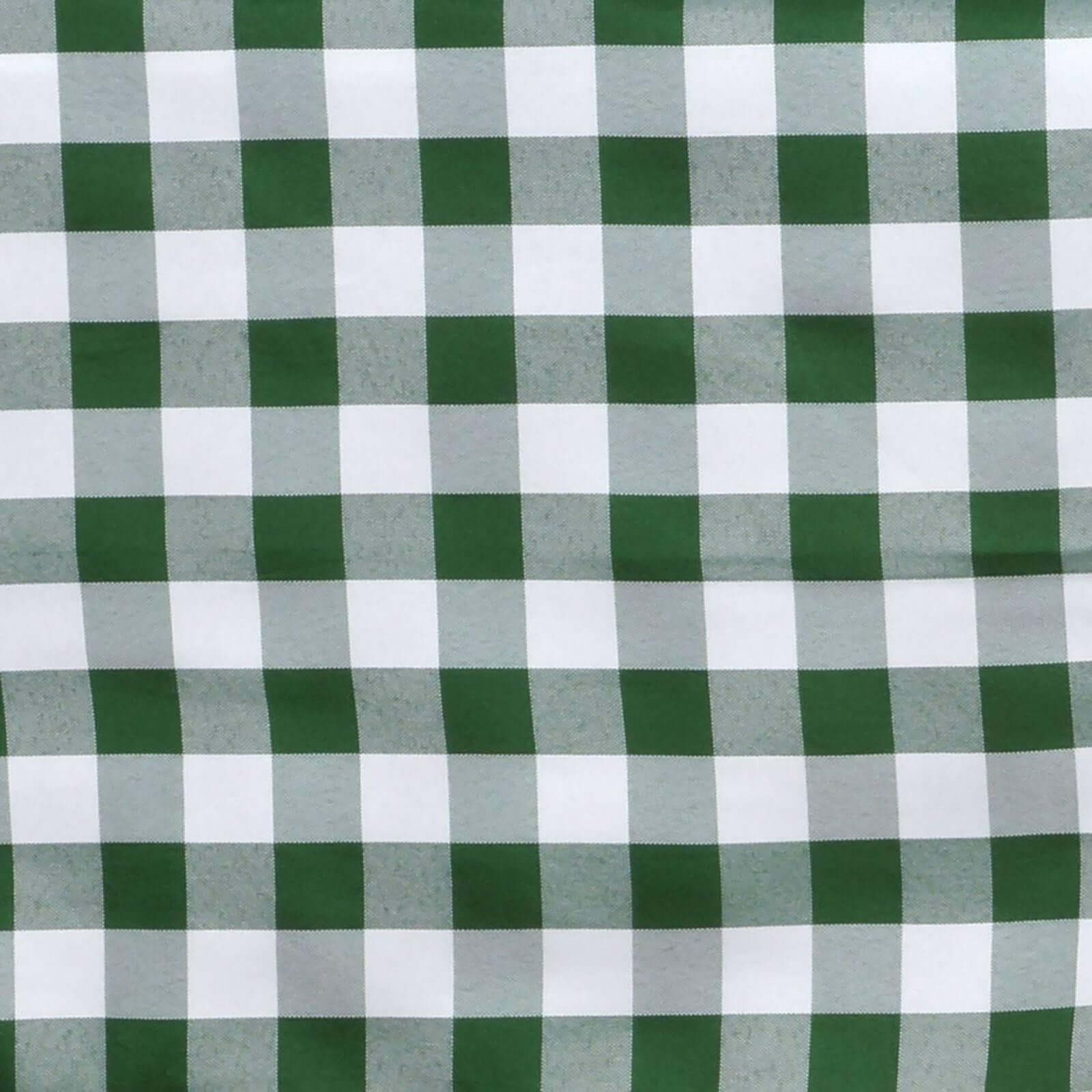 Seamless White/Green Checkered Buffalo Plaid 120' Polyester Round Tablecloth