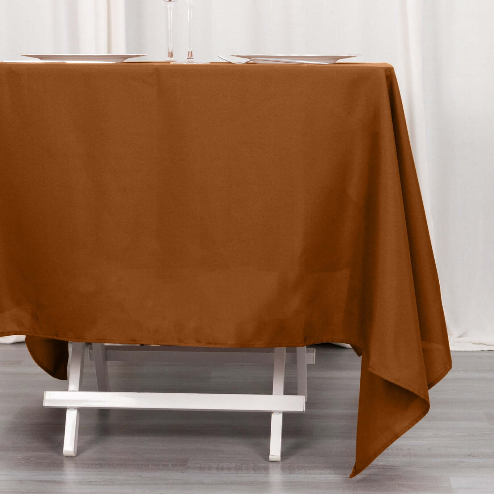 Wrinkle-Resistant & Durable 70x70 Polyester Tablecloth in Cinnamon Brown - Ideal for Events