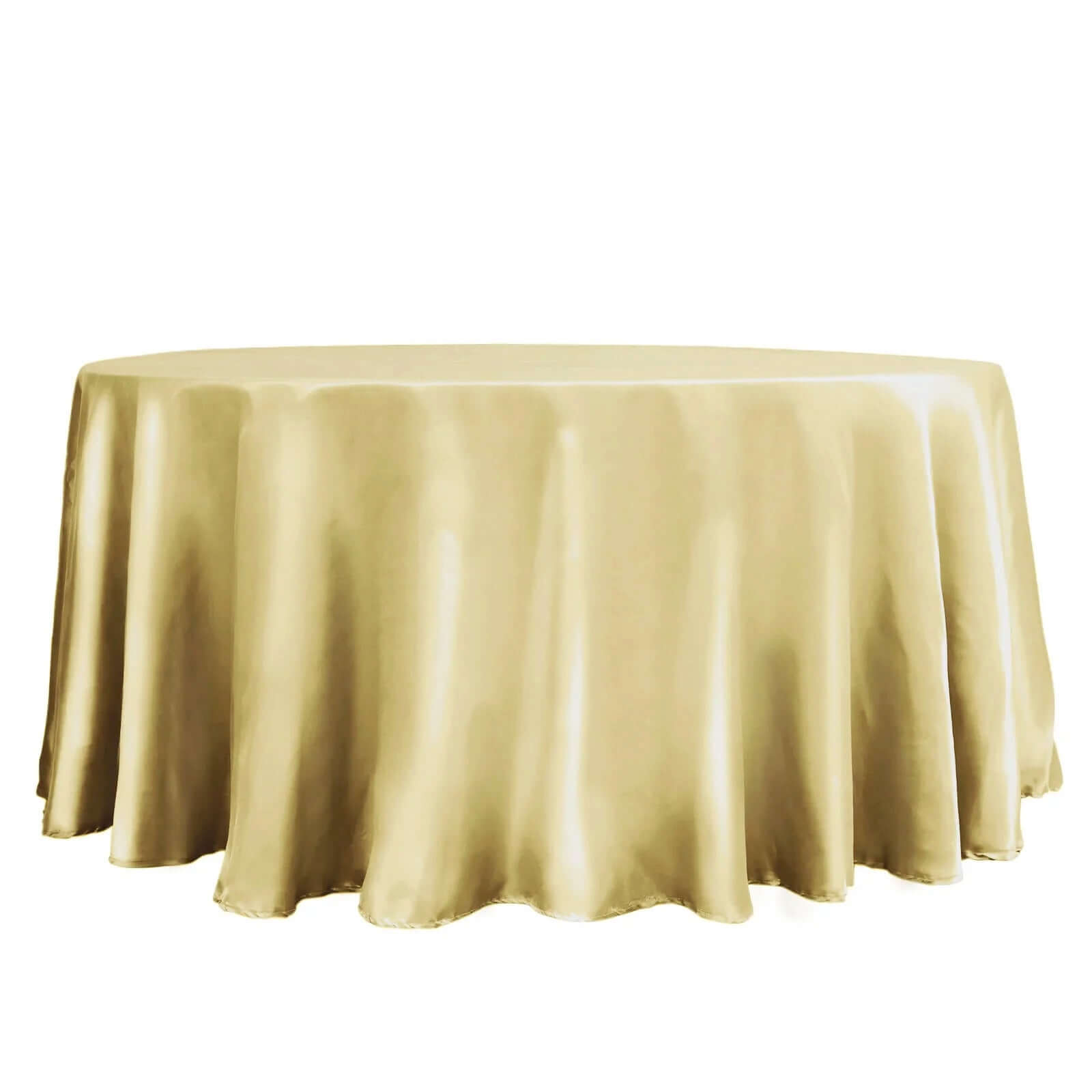 Stylish Seamless Champagne Satin 120-Inch Round Tablecloth