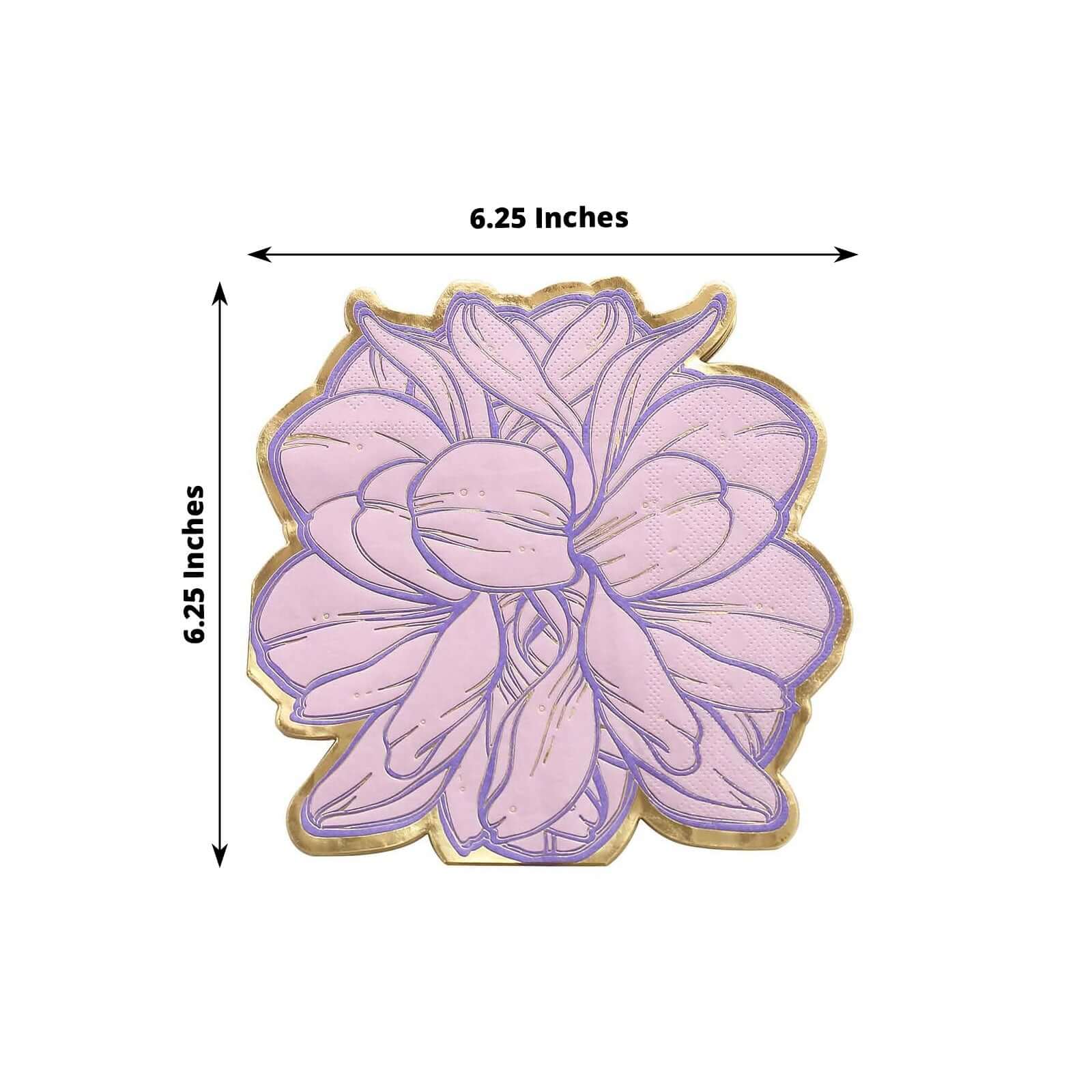 Get 20-Pack Disposable Cocktail Paper Napkins with Purple Peony & Gold Edges for Parties