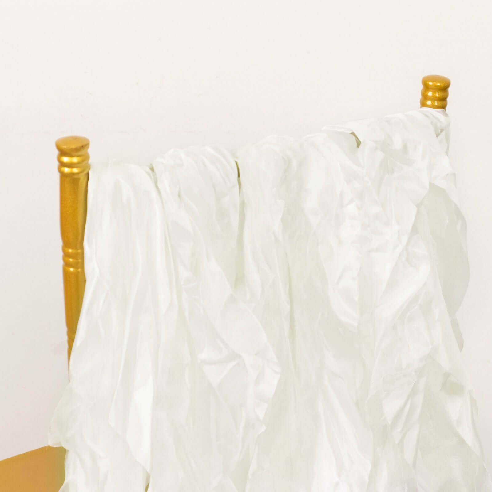 5-Pack Ivory Chiffon Satin Chair Sashes with Curly Willow Style - Easy Installation