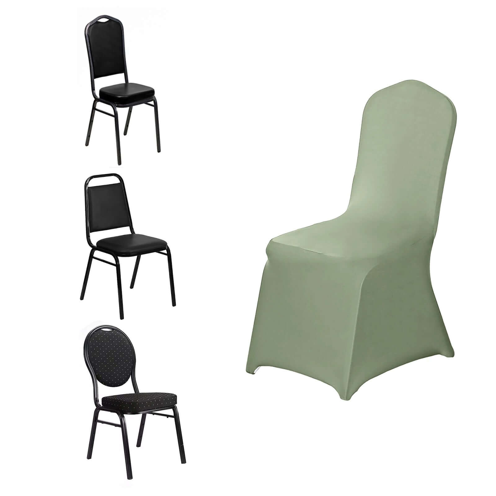 Stretch 160GSM Dusty Sage Green Spandex Slip-On Cover for Banquet Chairs