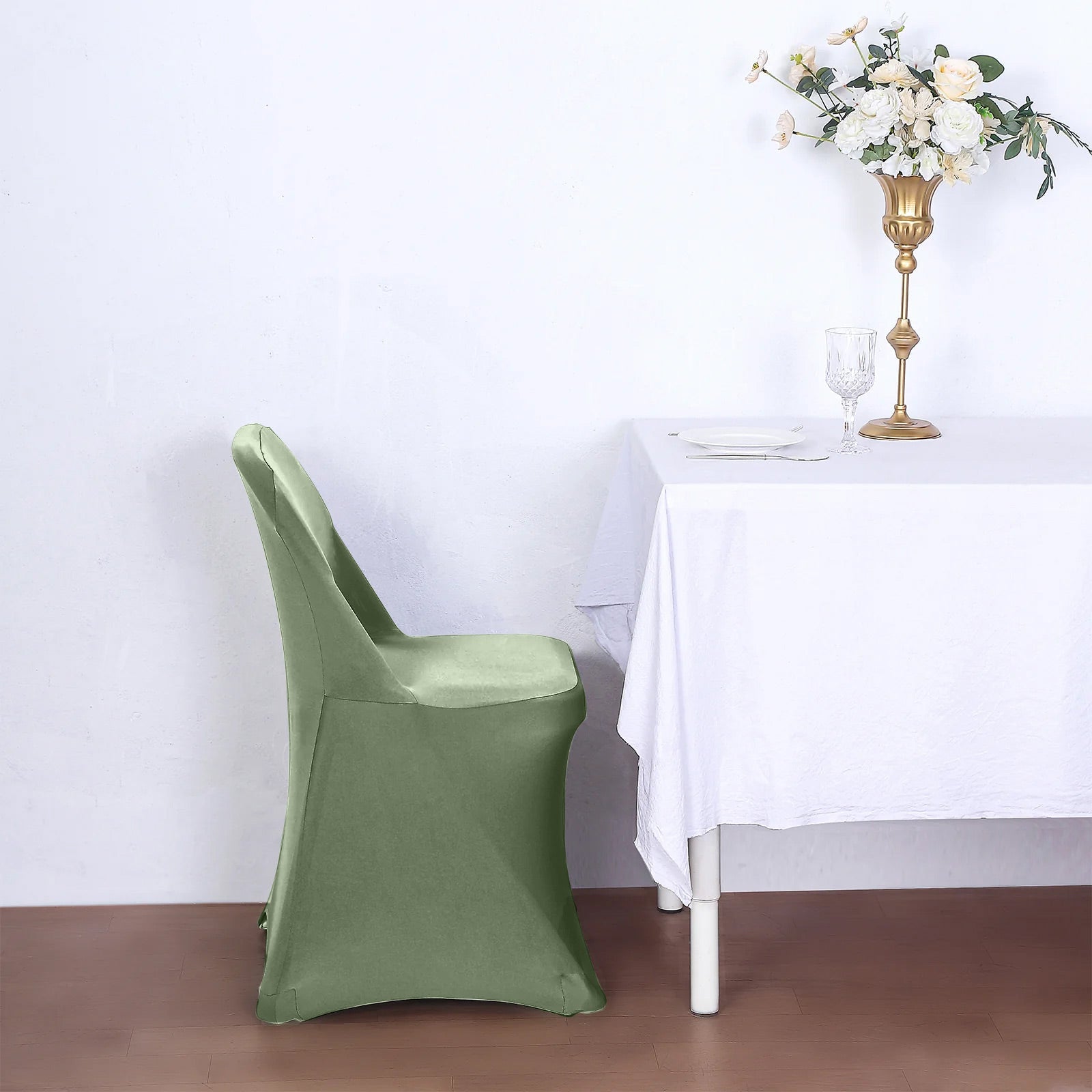 10-Pack Durable Dusty Sage Green Spandex Chair Covers for Folding Chairs - 160GSM Fitted Slipcovers