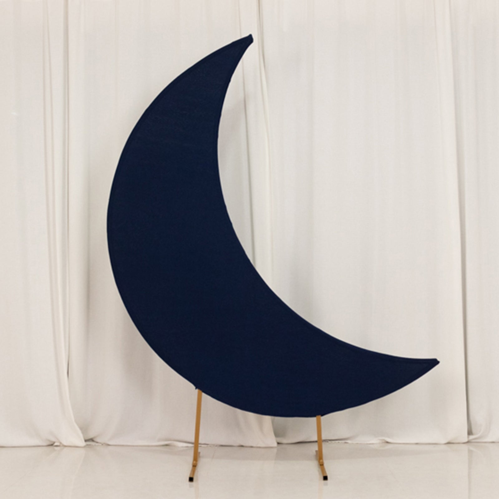 Custom-Fit 6.5ft Navy Blue Spandex Crescent Moon Wedding Arch Backdrop Stand Cover - Perfect for Events