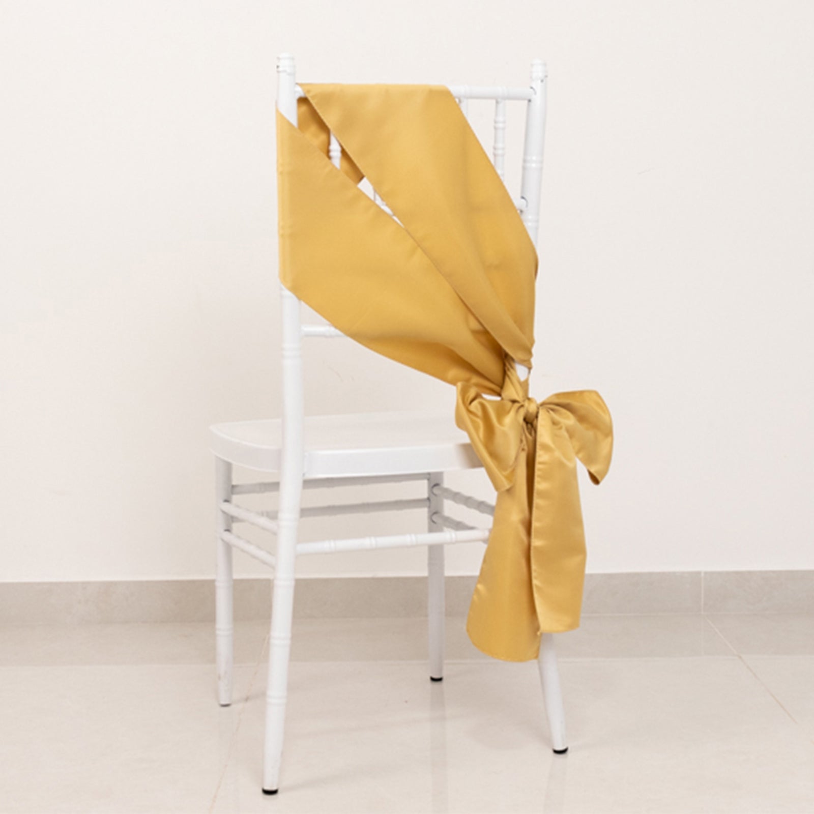 5-Pack Lamour Satin Chair Sashes in Champagne - High-Quality Reusable Decor for Events