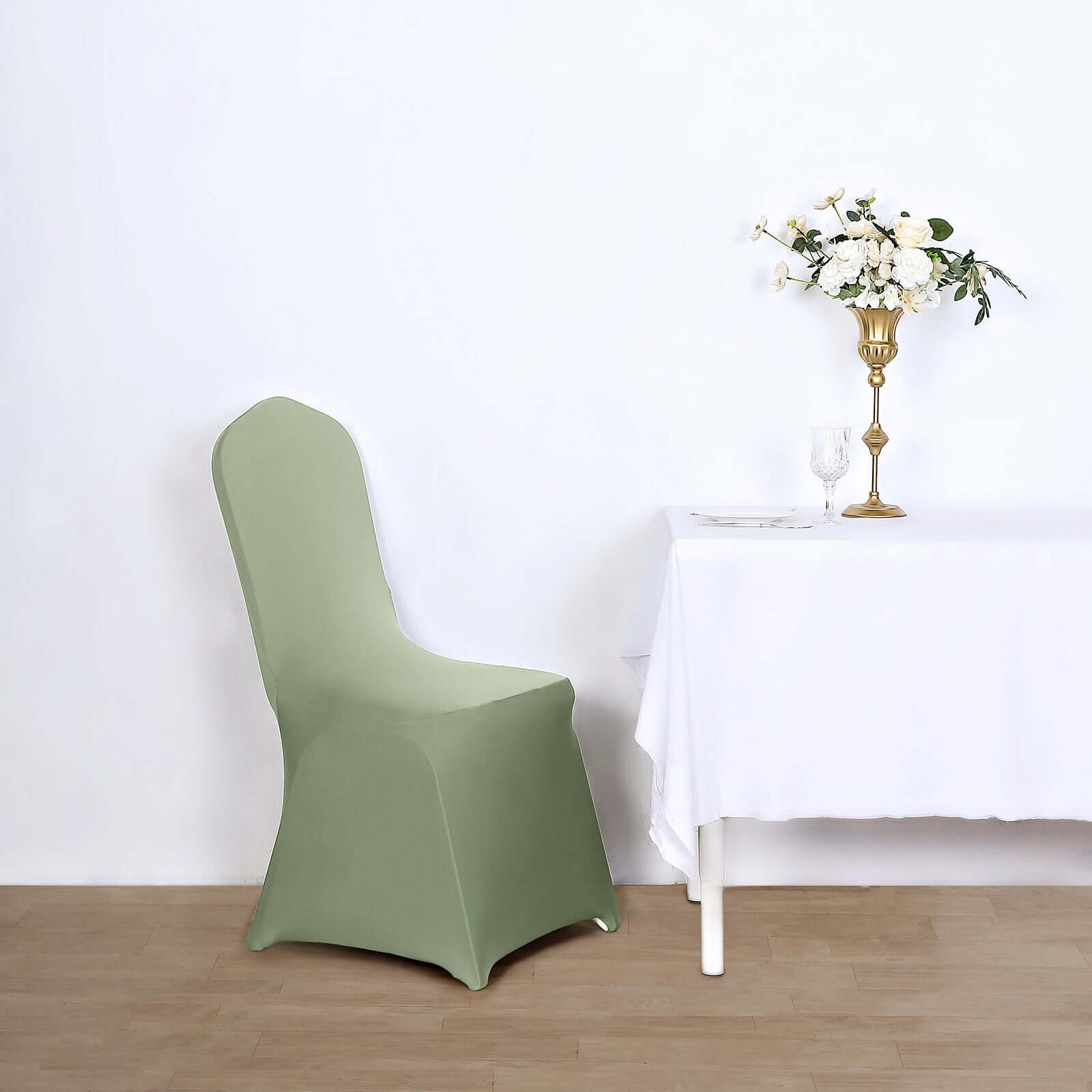 Stretch 160GSM Dusty Sage Green Spandex Slip-On Cover for Banquet Chairs