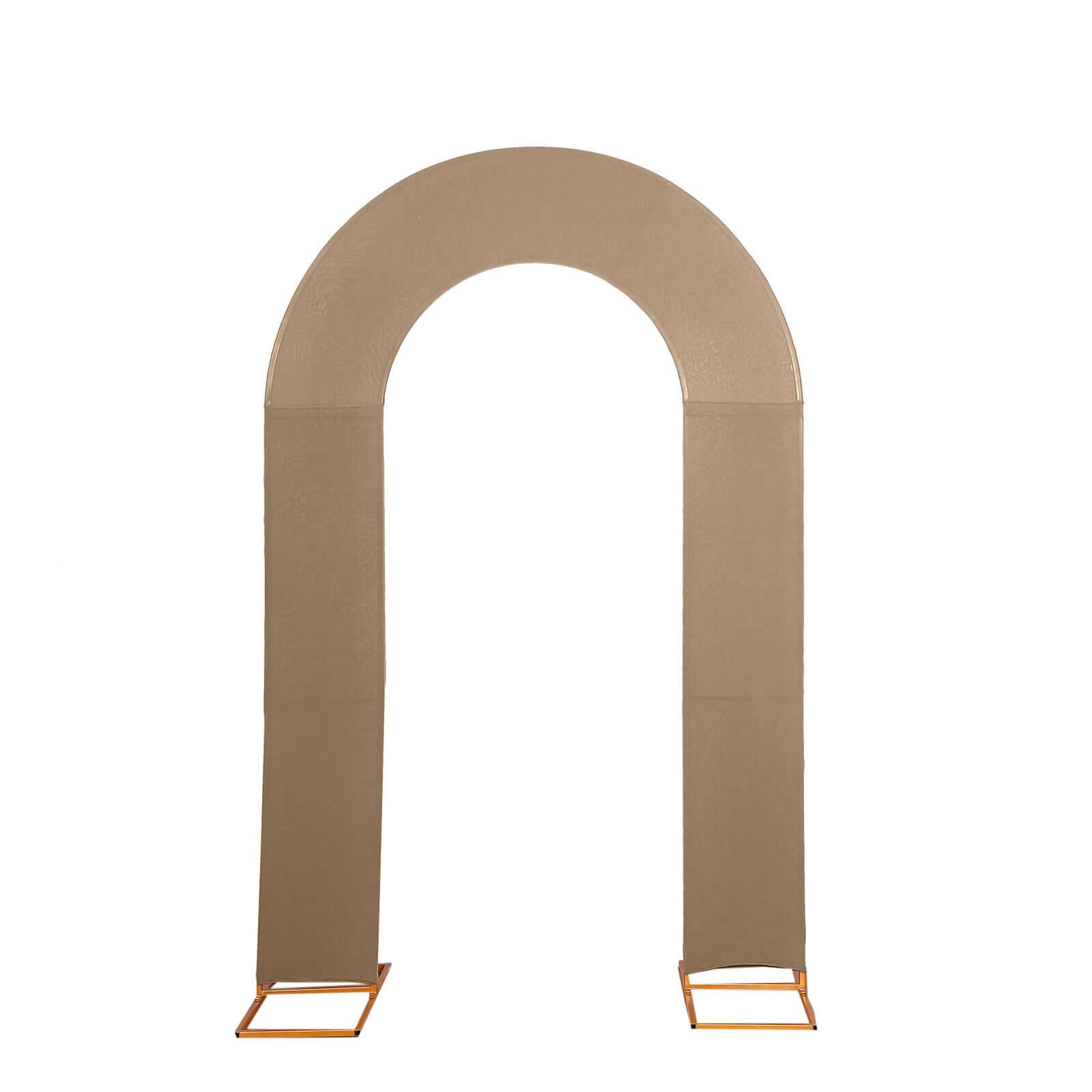 Premium 8ft Taupe Spandex U-Shaped Fitted Wedding Arch Cover - Ideal for Events