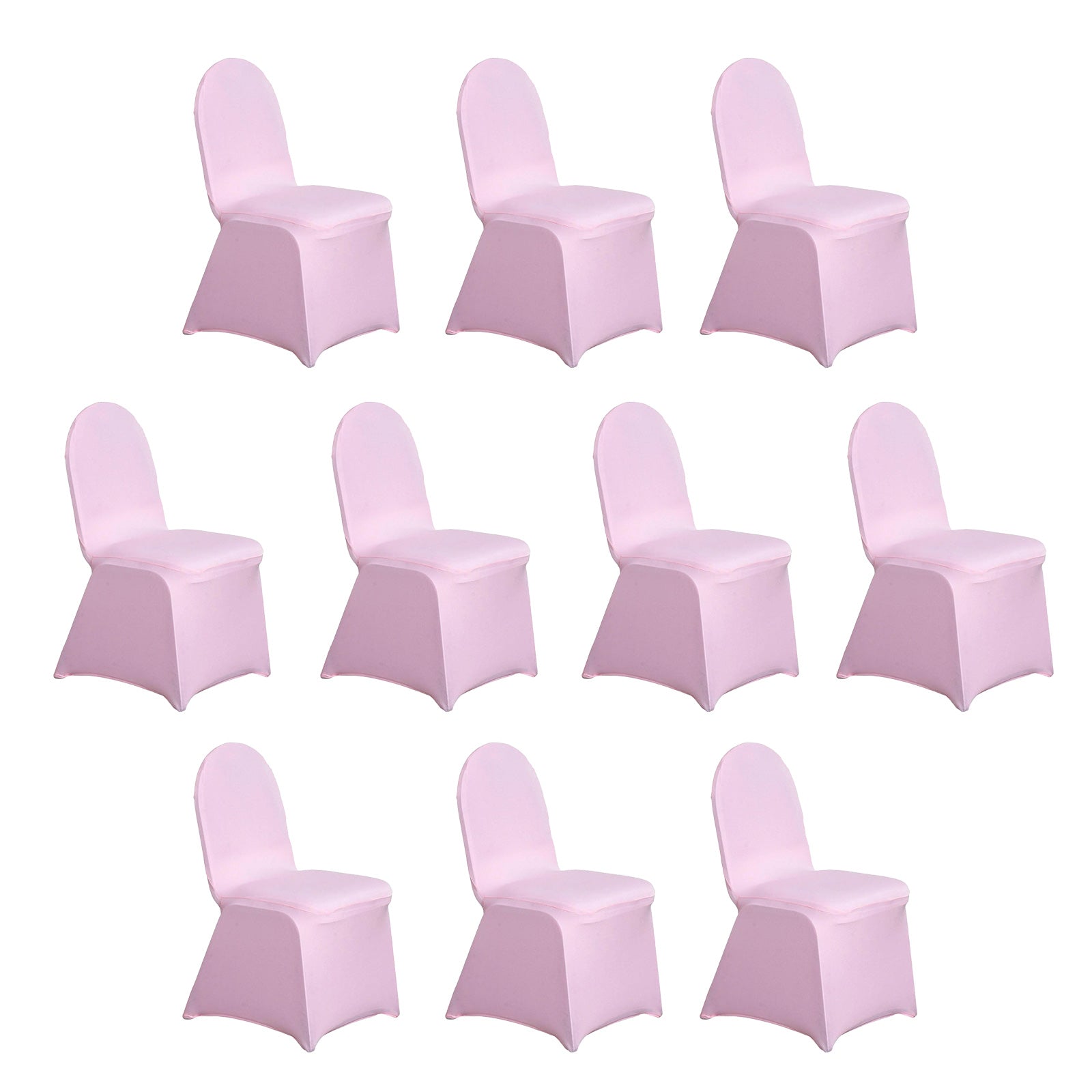 10-Piece Set of Pink Durable Reusable Spandex Slip-On Covers for Banquet Chairs