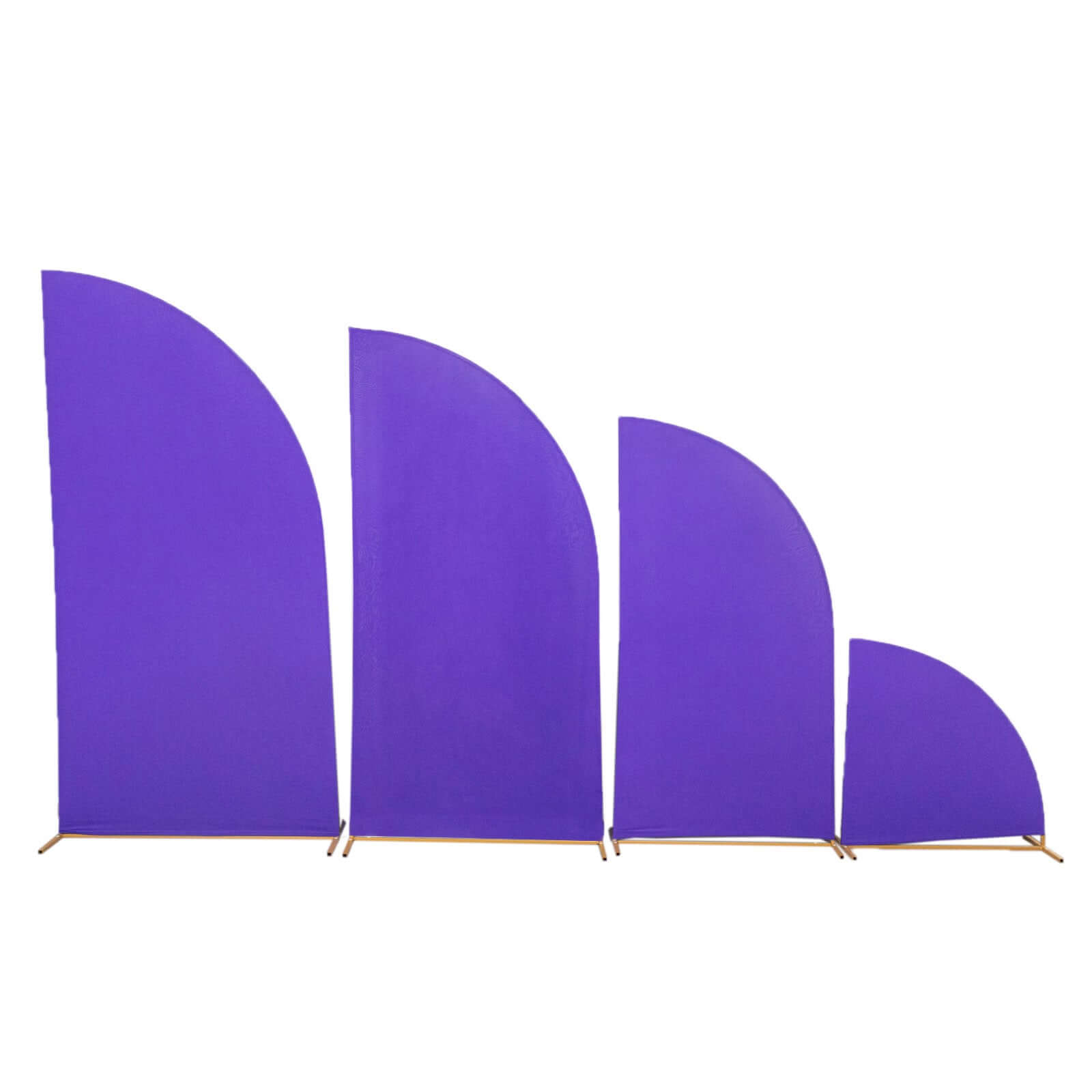 Hot Sale! Set of 4 Custom-Fitted Matte Purple Spandex Half Moon Wedding Arch Backdrop Covers in 4 Sizes