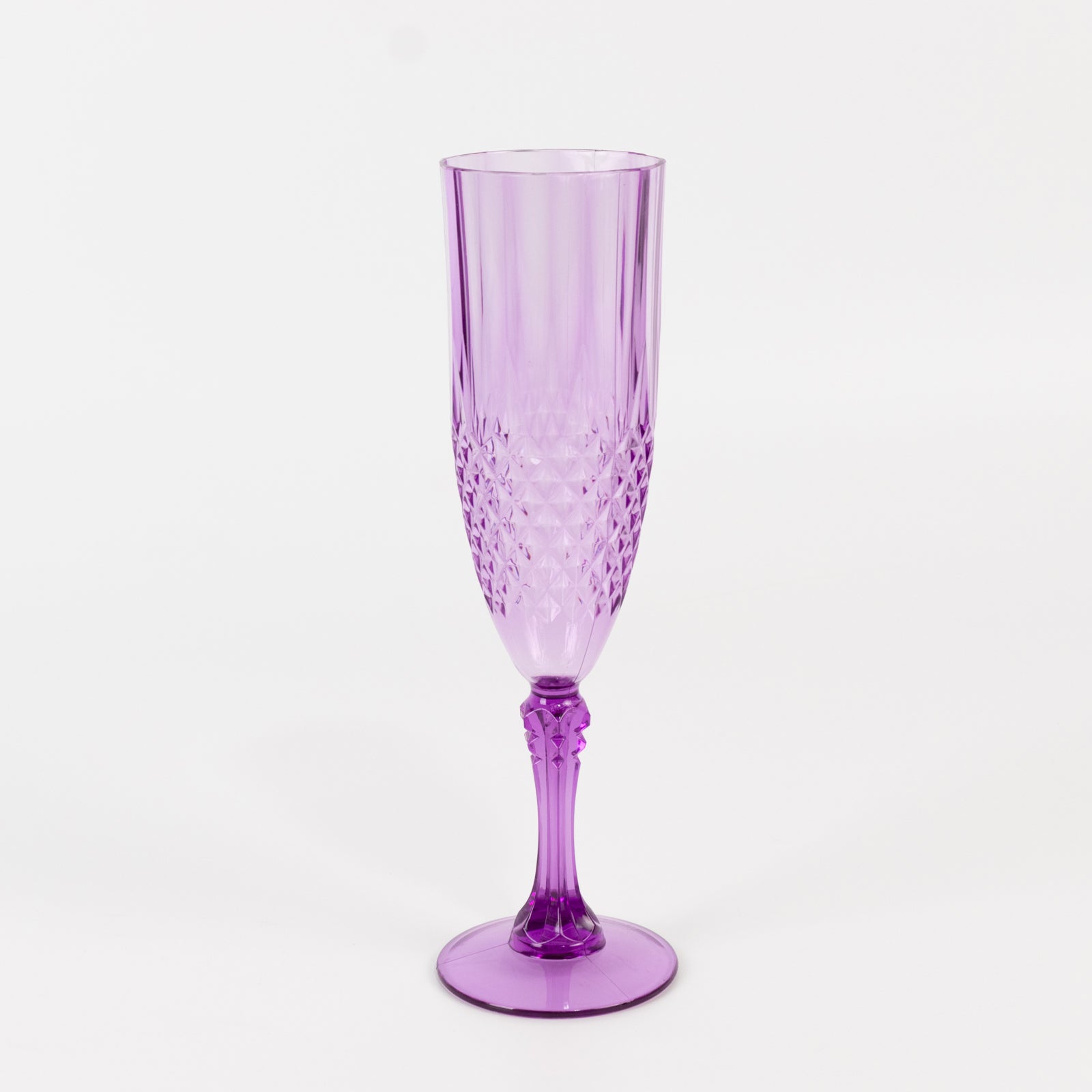 8oz Reusable Purple Transparent Crystal Cut Style 6-Pack Plastic Wedding Toast Flutes