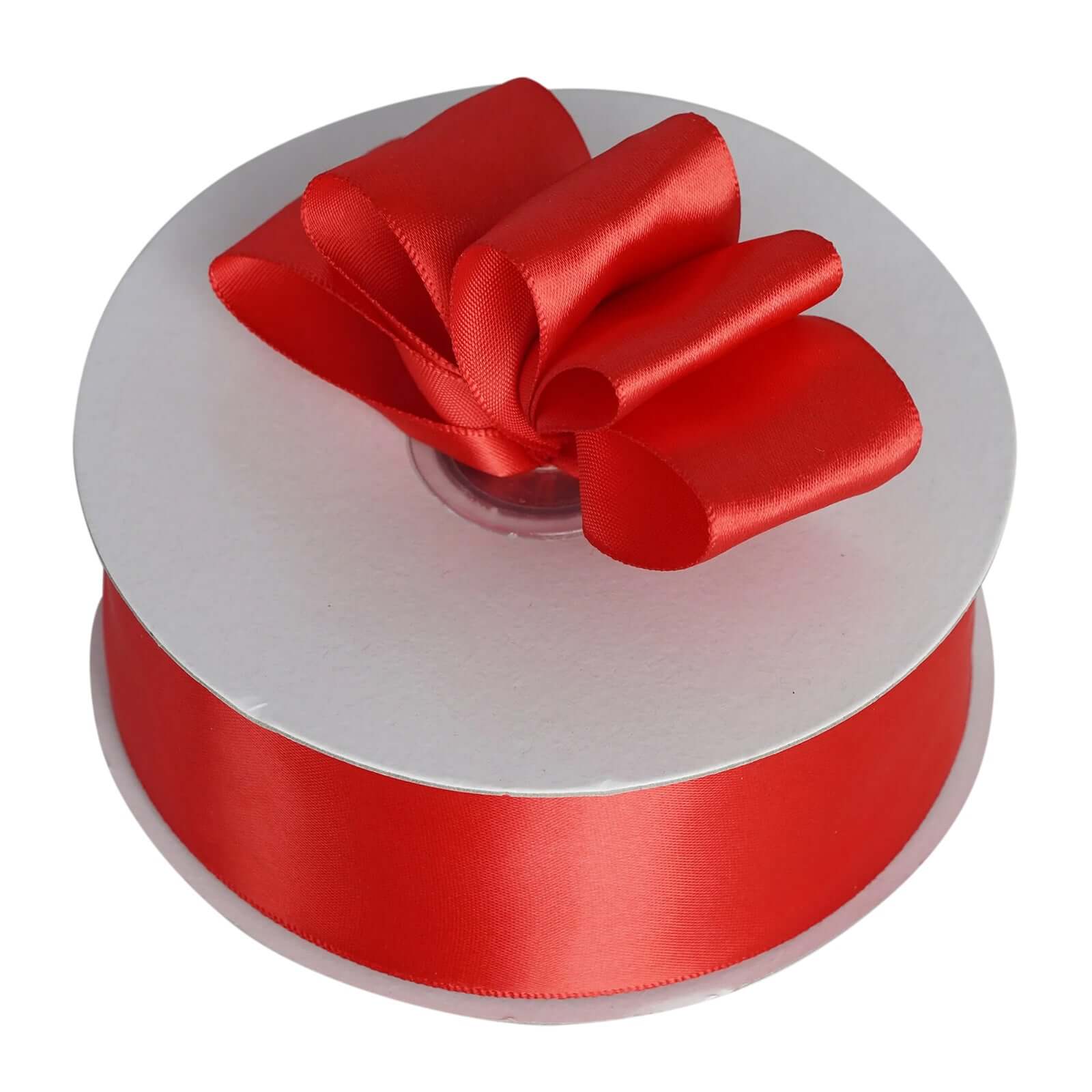 1.5-Inch Wide 50-Yard Red Single-Face High-Quality Decorative Satin Ribbon