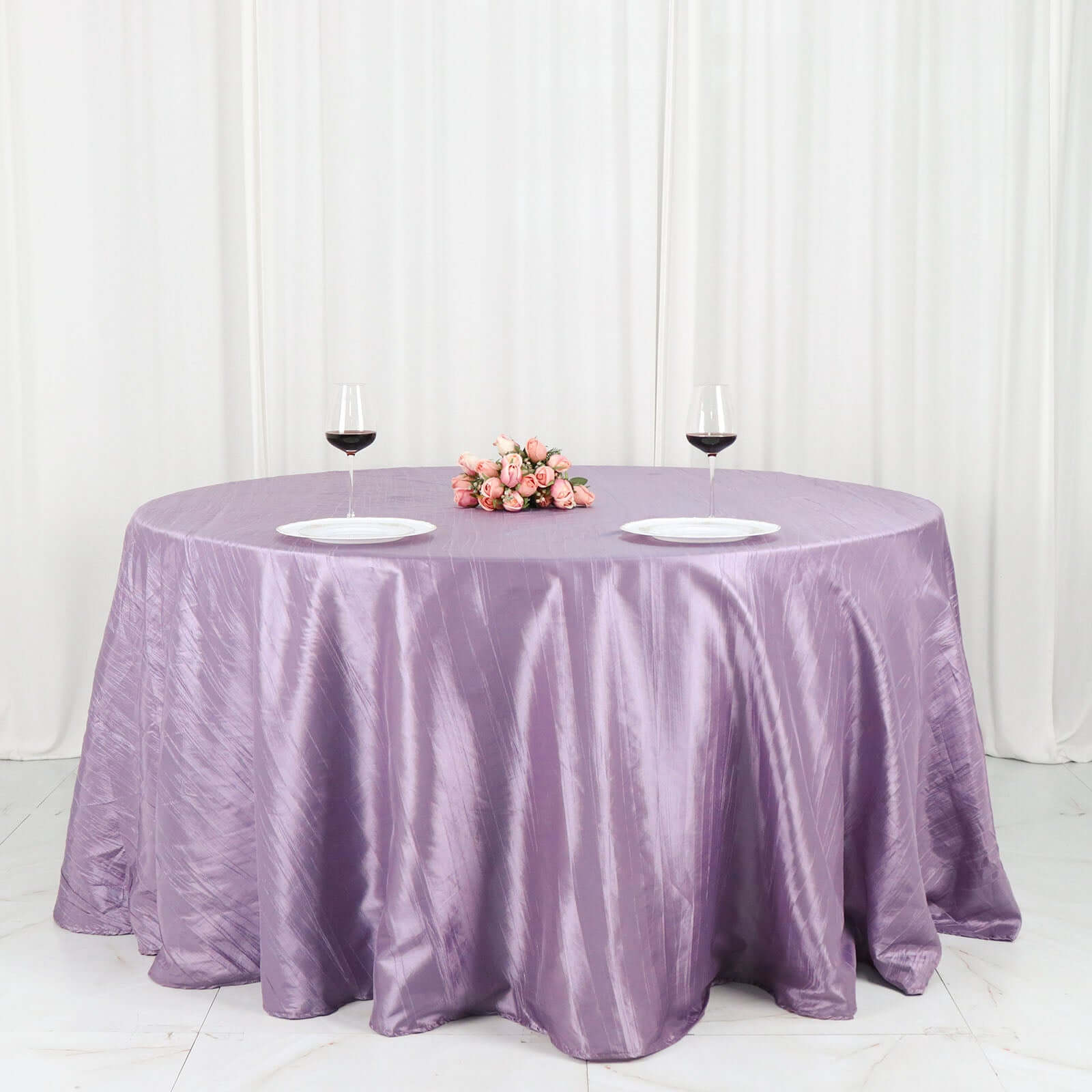 Seamless Crinkle Taffeta 132' Round Tablecloth in Violet Amethyst