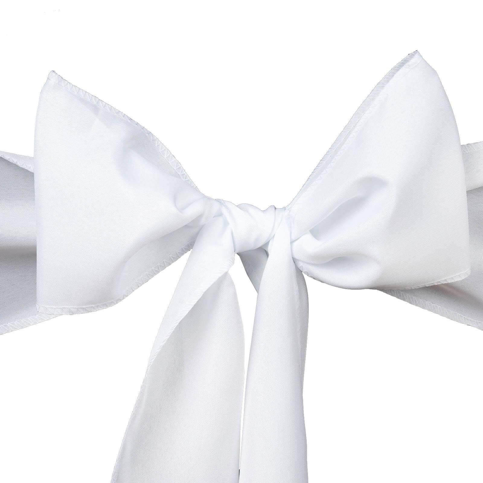 Set of 5 White Polyester Chair Sashes - Ideal for Special Events 6x108
