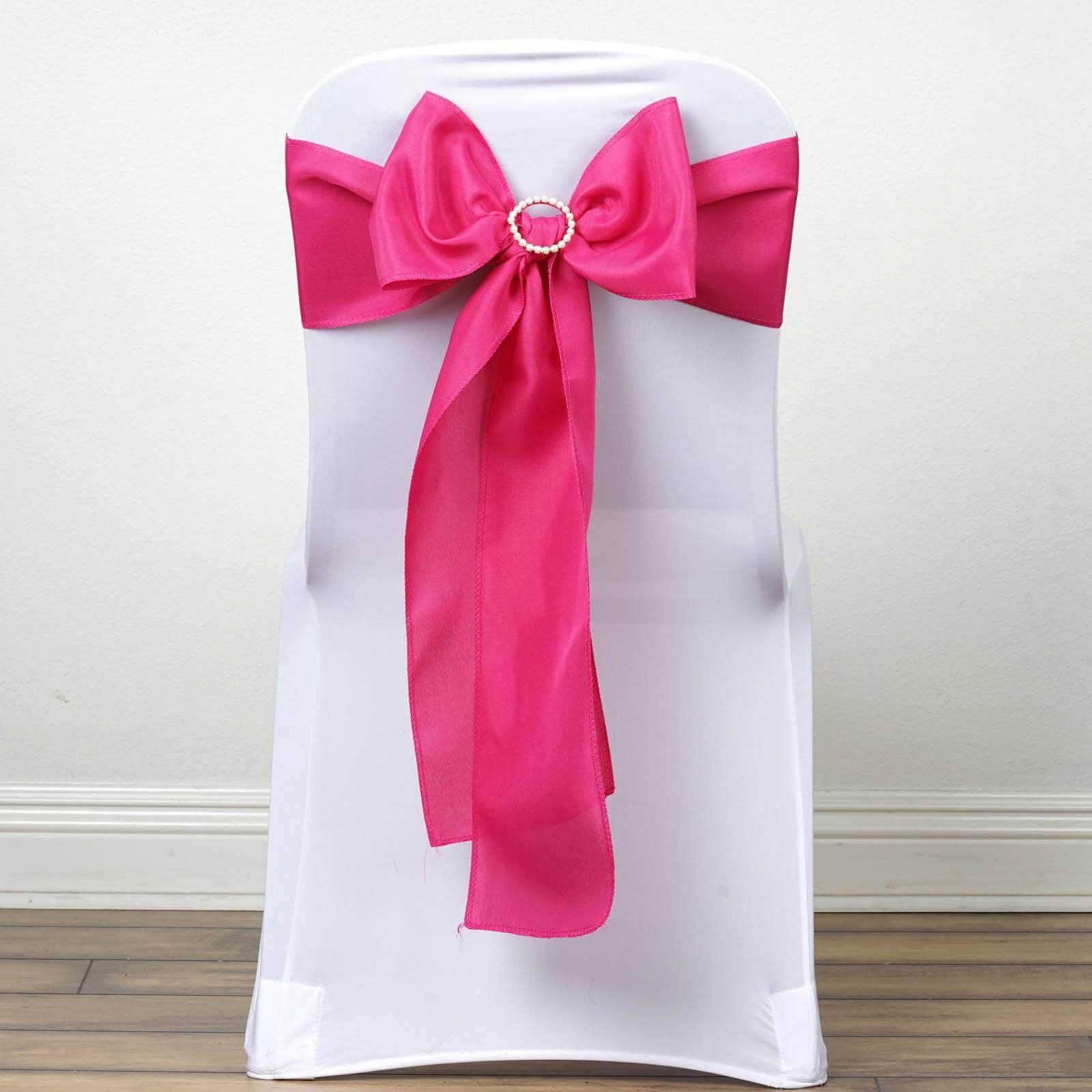 Set of 5 Fuchsia Polyester Chair Sashes, 6x108 inches