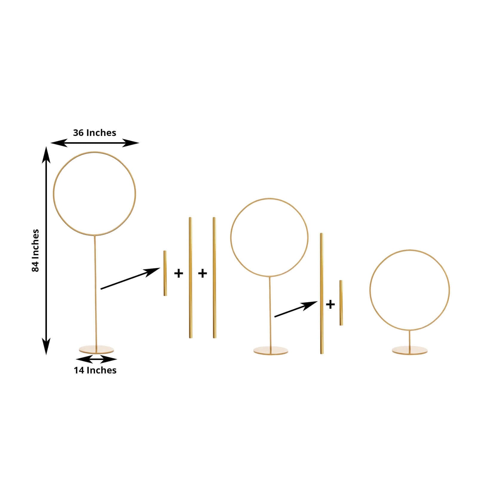 Adjustable Height 7ft Gold Metal Balloon Column with Hoop Flower Pillar Stand, Ideal for Table Centerpiece