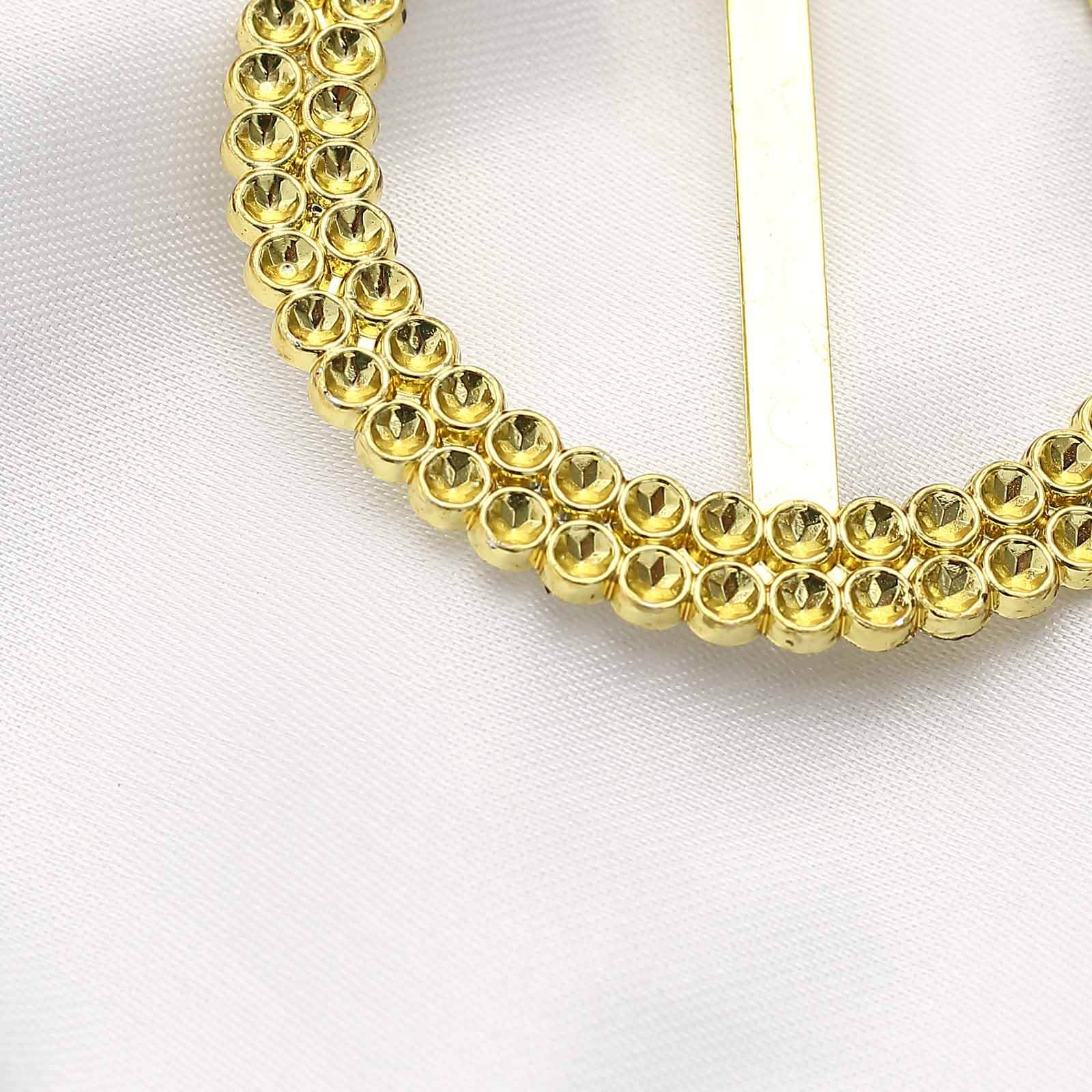 20-Pack Gold Diamond Round Chair Sash Band Buckle Pins - Stunning Rhinestone Napkin Rings for Weddings & Gatherings