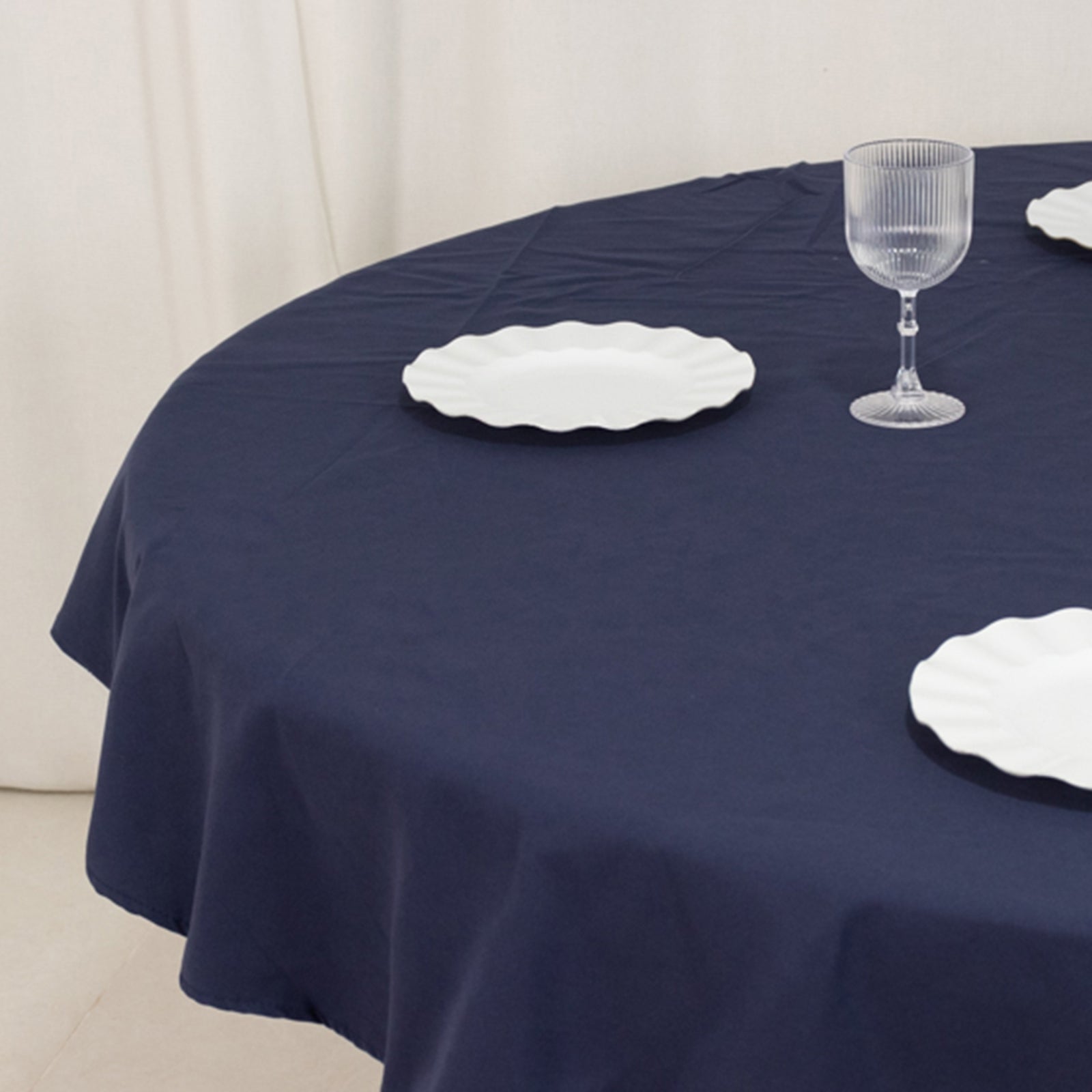 Navy Blue 70" Wrinkle-Resistant Cotton Blend Round Tablecloth - Perfect for Events!
