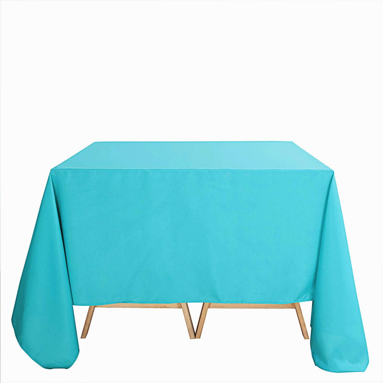 Premium Turquoise 90x90 Square Polyester Tablecloth - Wrinkle-Free & Durable for Multiple Occasions
