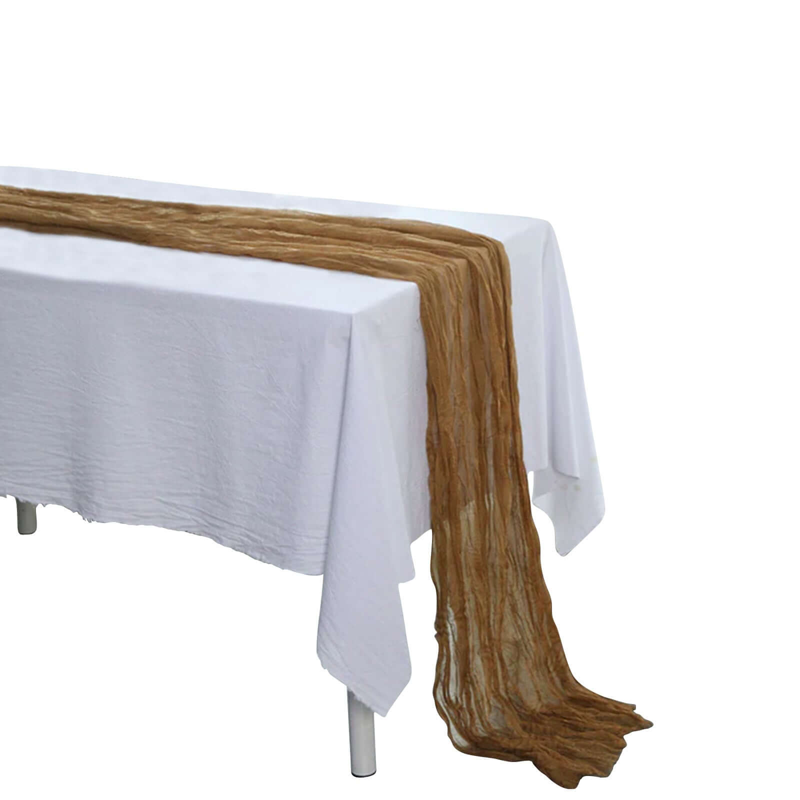 Exclusive 10ft Taupe Gauze Cheesecloth Table Runner - Rustic Boho Charm