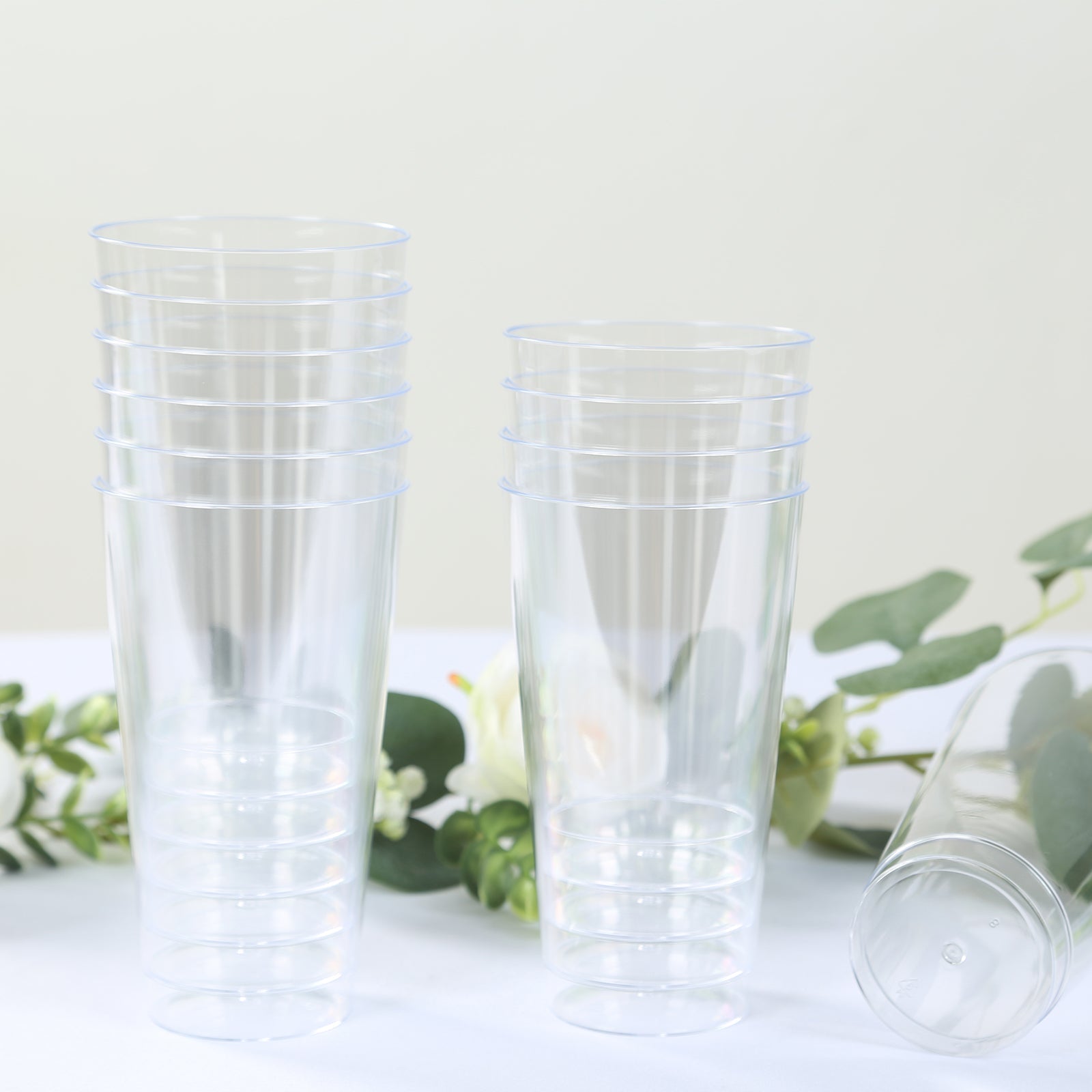 12-Pack Clear Plastic Disposable Party Cups - 17oz Durable Tumblers for Drinks