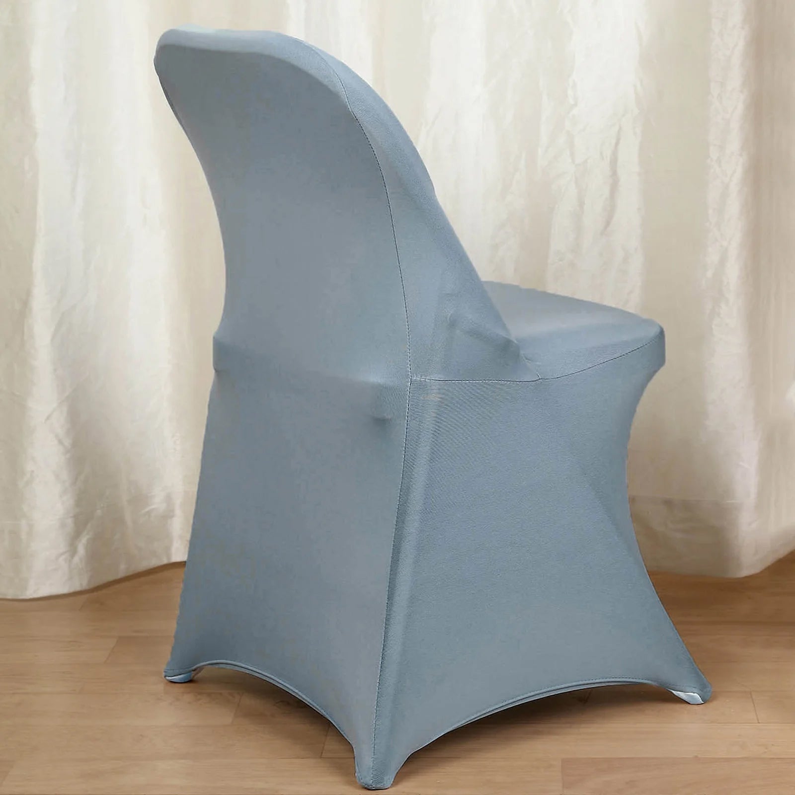 10-Pack Durable Dusty Blue Spandex Chair Covers for Folding Chairs - 160GSM Fitted Slipcovers