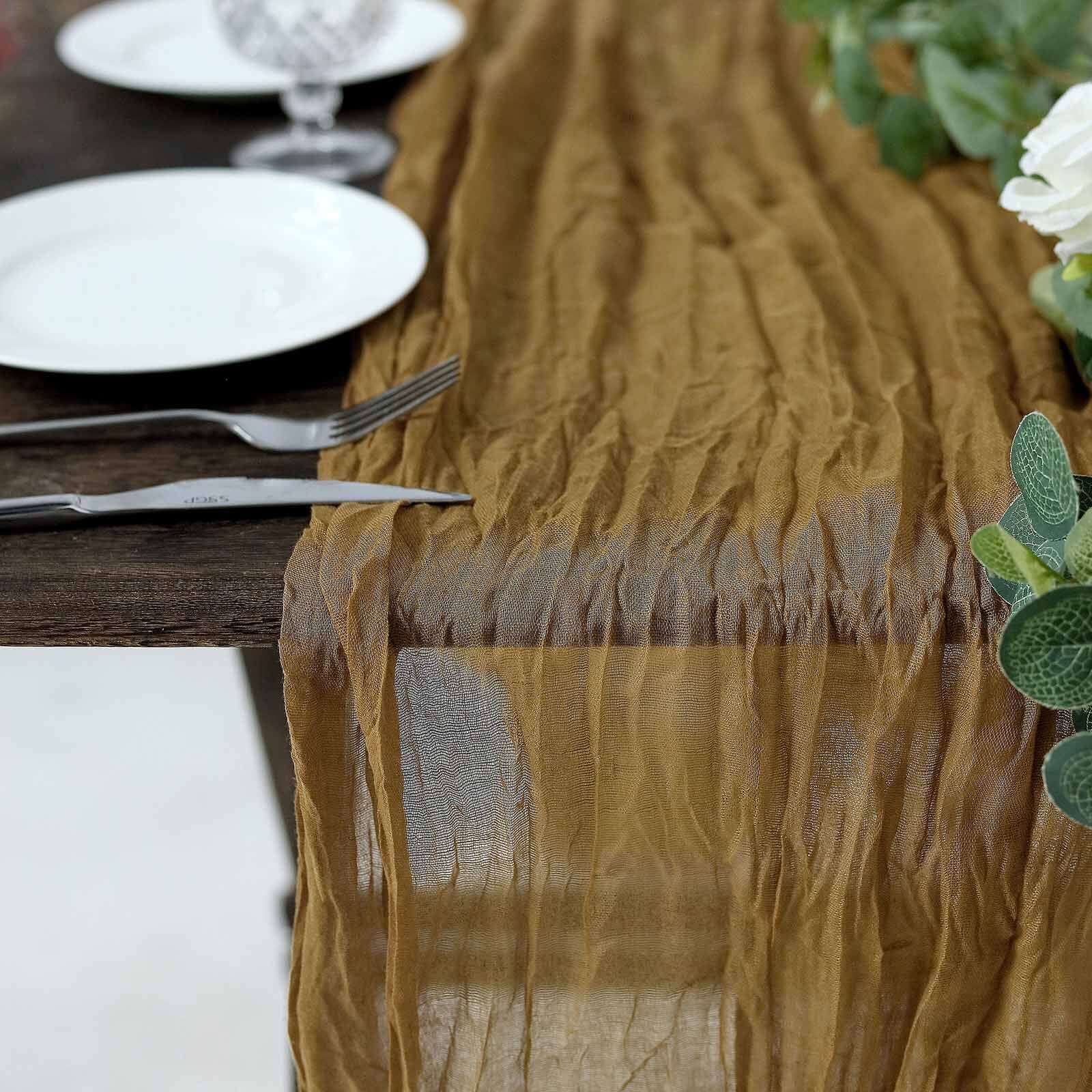 Soft & Rustic Gold Gauze Cheesecloth 10ft Table Runner - Perfect for Boho Decor