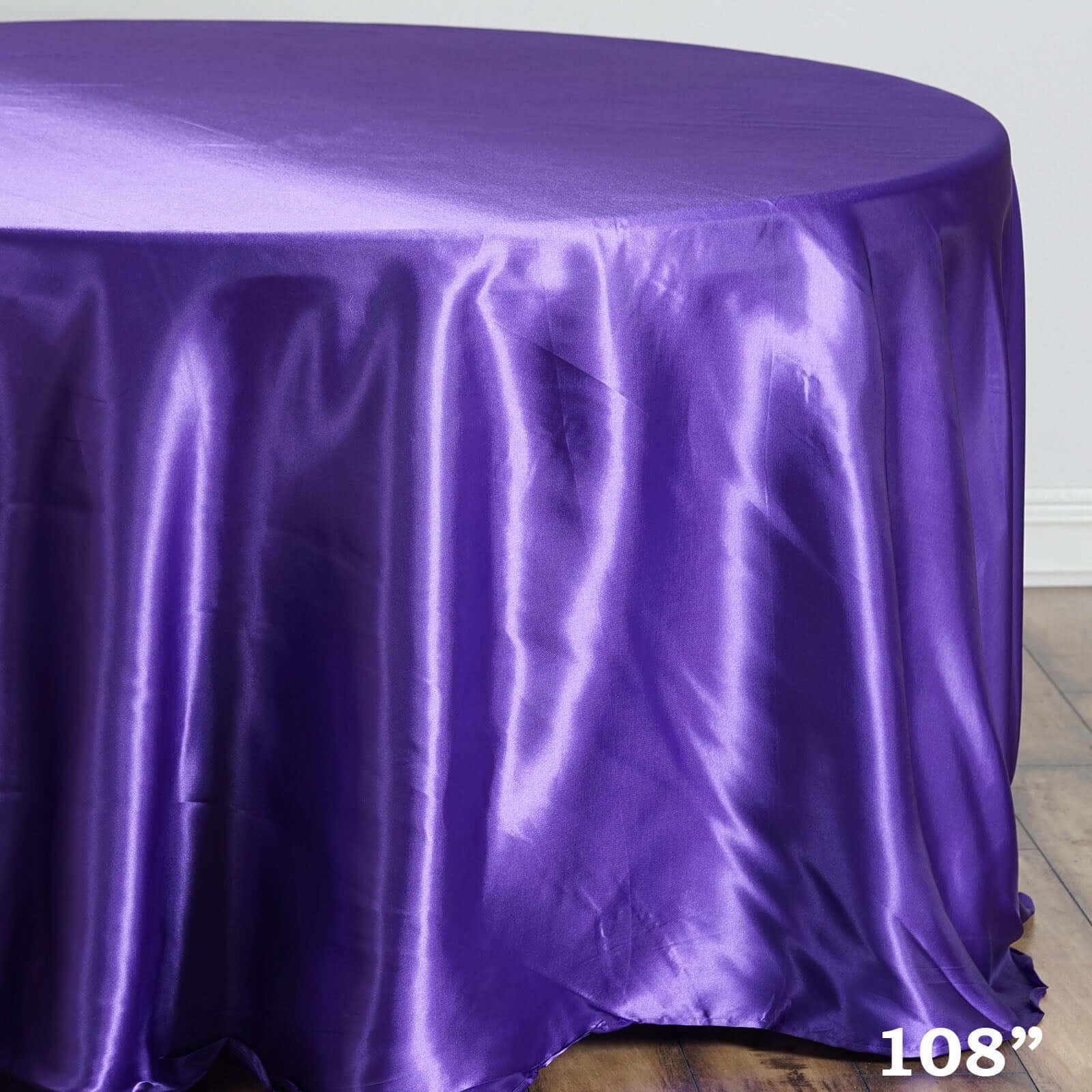 Luxurious Purple 108-Inch Round Satin Tablecloth - Smooth and Shiny