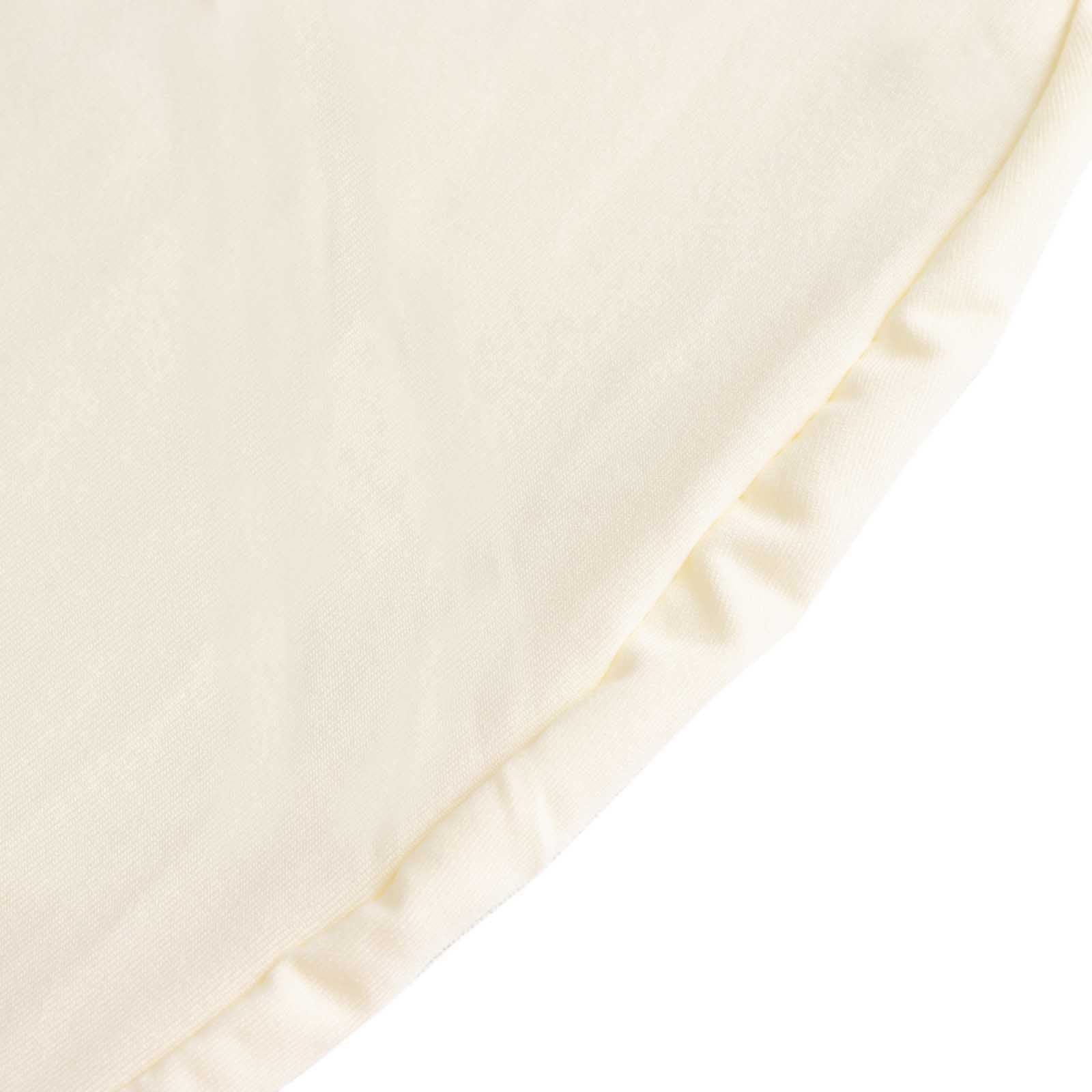 Ivory Spandex Chair Cover with Ruffle Pleated Skirt - 1-Piece Stretch Slipcover for Banquet Chairs