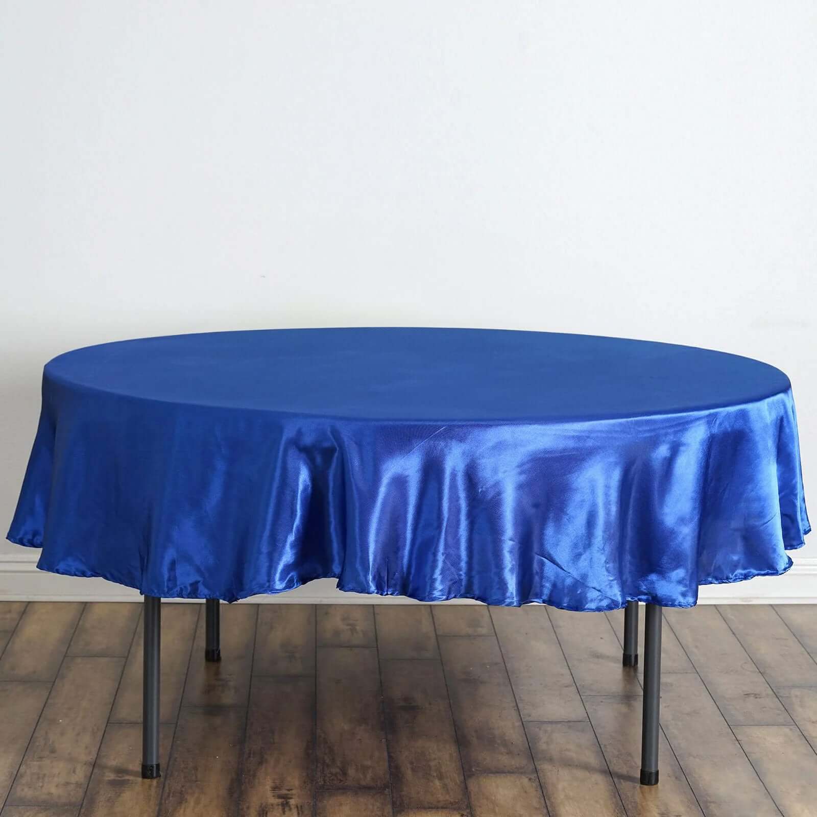 Royal Blue Satin 90 Round Tablecloth - Smooth, Lustrous & Stain-Resistant
