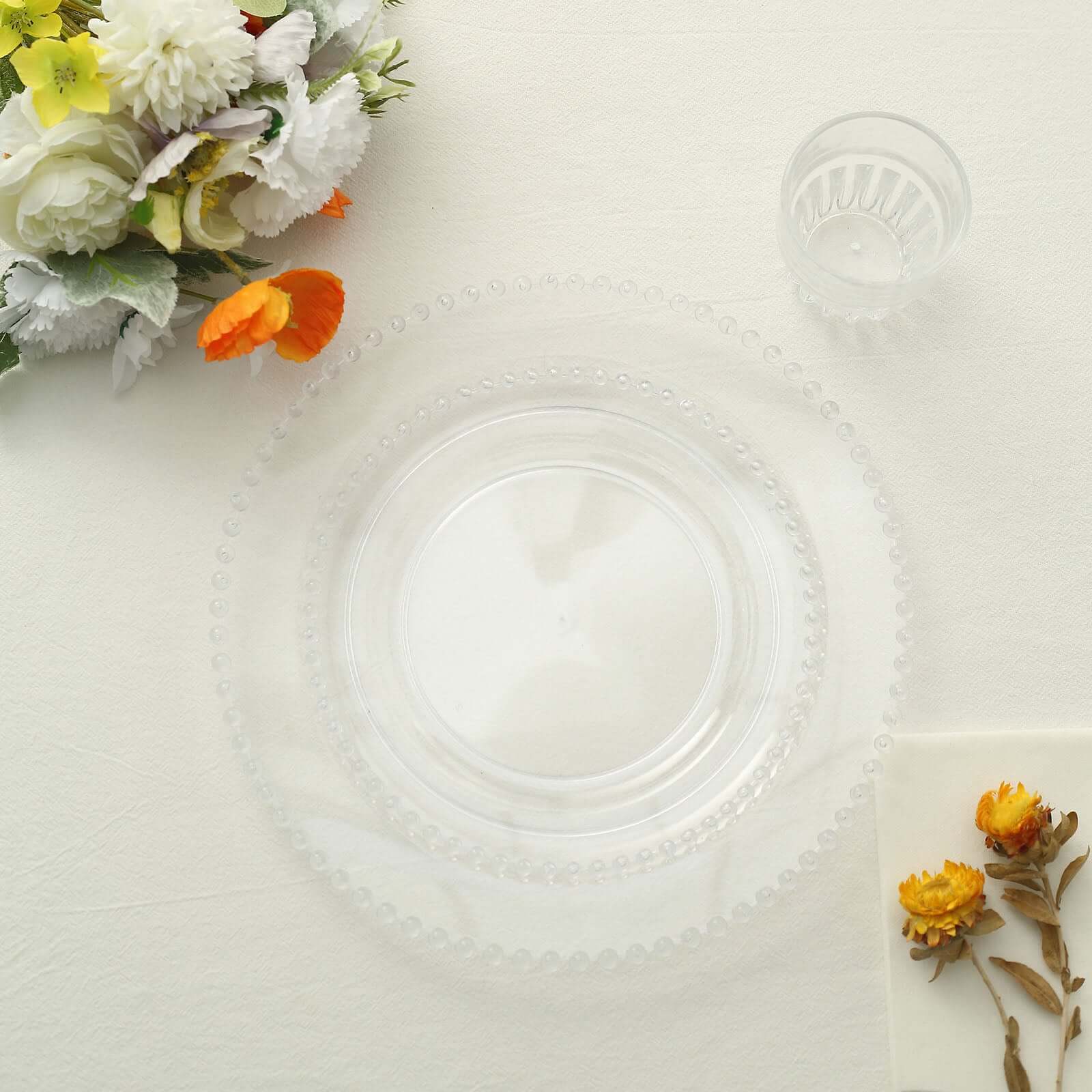 Get 10-Pack of Clear Round Plastic Dessert Plates with Beaded Rim for Parties and Events