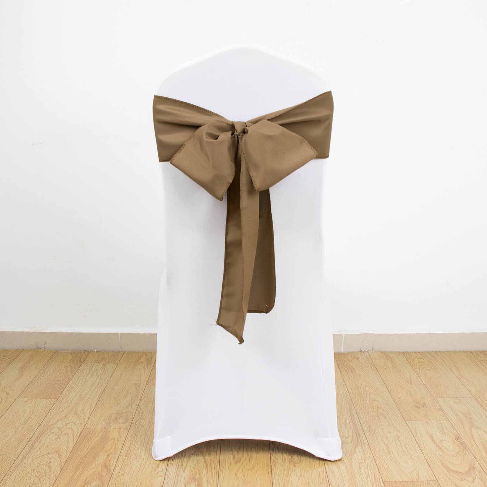 Hot Sale! 5-Piece Set of Taupe Polyester Chair Sashes, 6x108 Inches