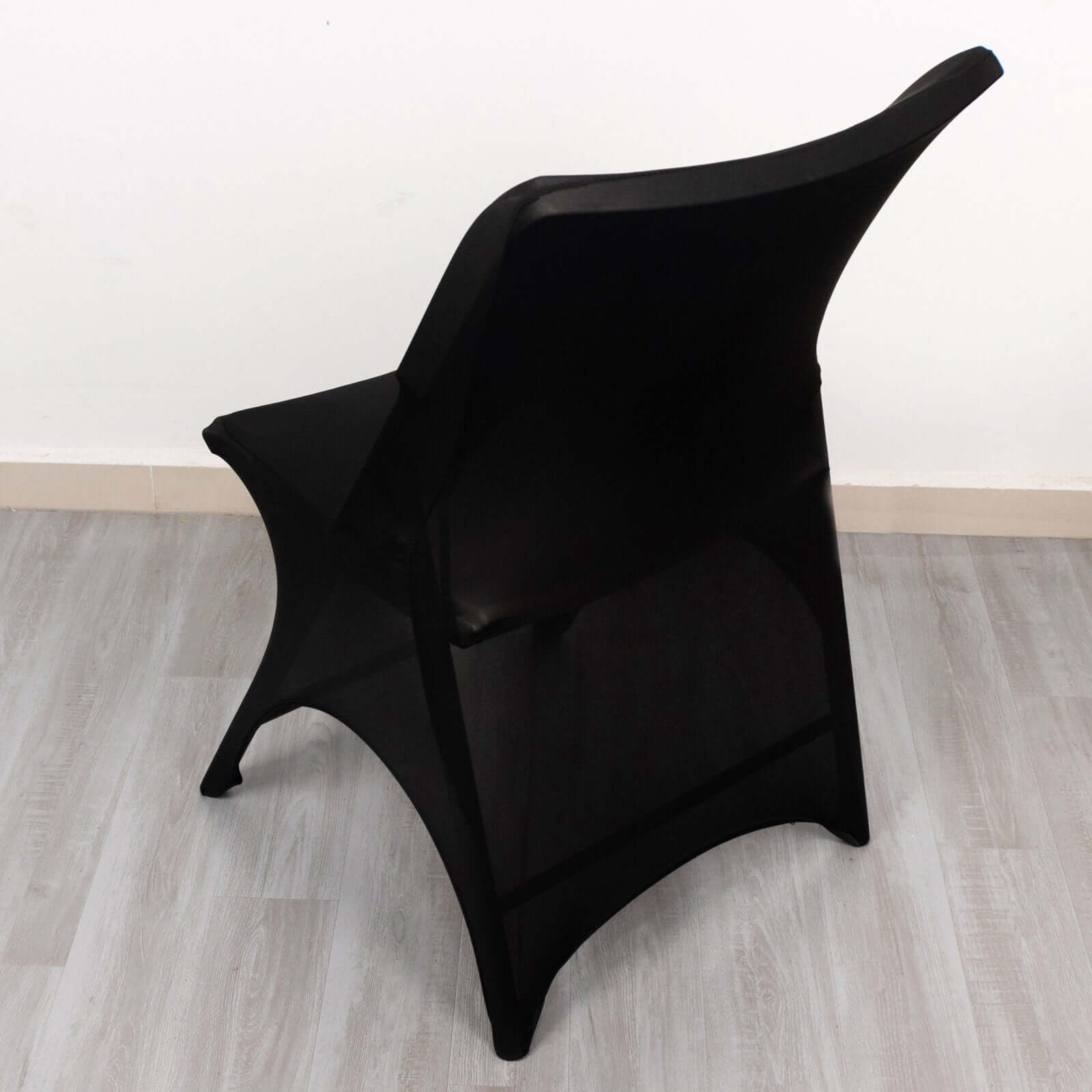 Black Premium Stretch Spandex Slipcover for Folding Chairs - 3-Way Open Arch, 160GSM with Reinforced Foot Pockets